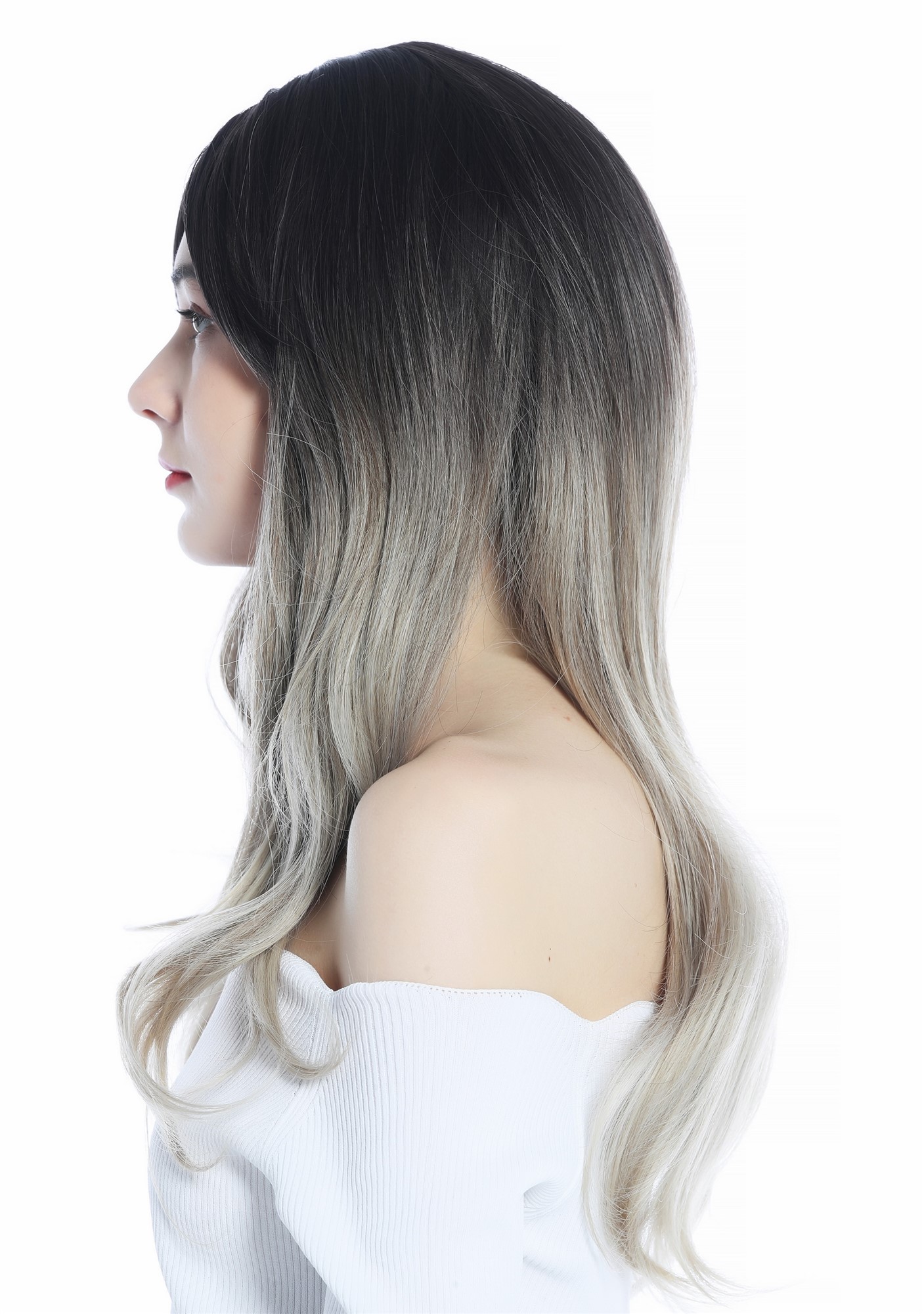 hochwertige Qualitätsperücken, Perücke lang wellig Ombre Braun Blond Balayage Highlights LC179-5-R10T85/88A, Ansicht 6, WIG ME UP: Ihr Perücken Online Shop wellige Tressen-Perücke mit Kopfhaut-Imitat Mittelbraun-Vanilleblond-Verlauf lange Haare für Damen