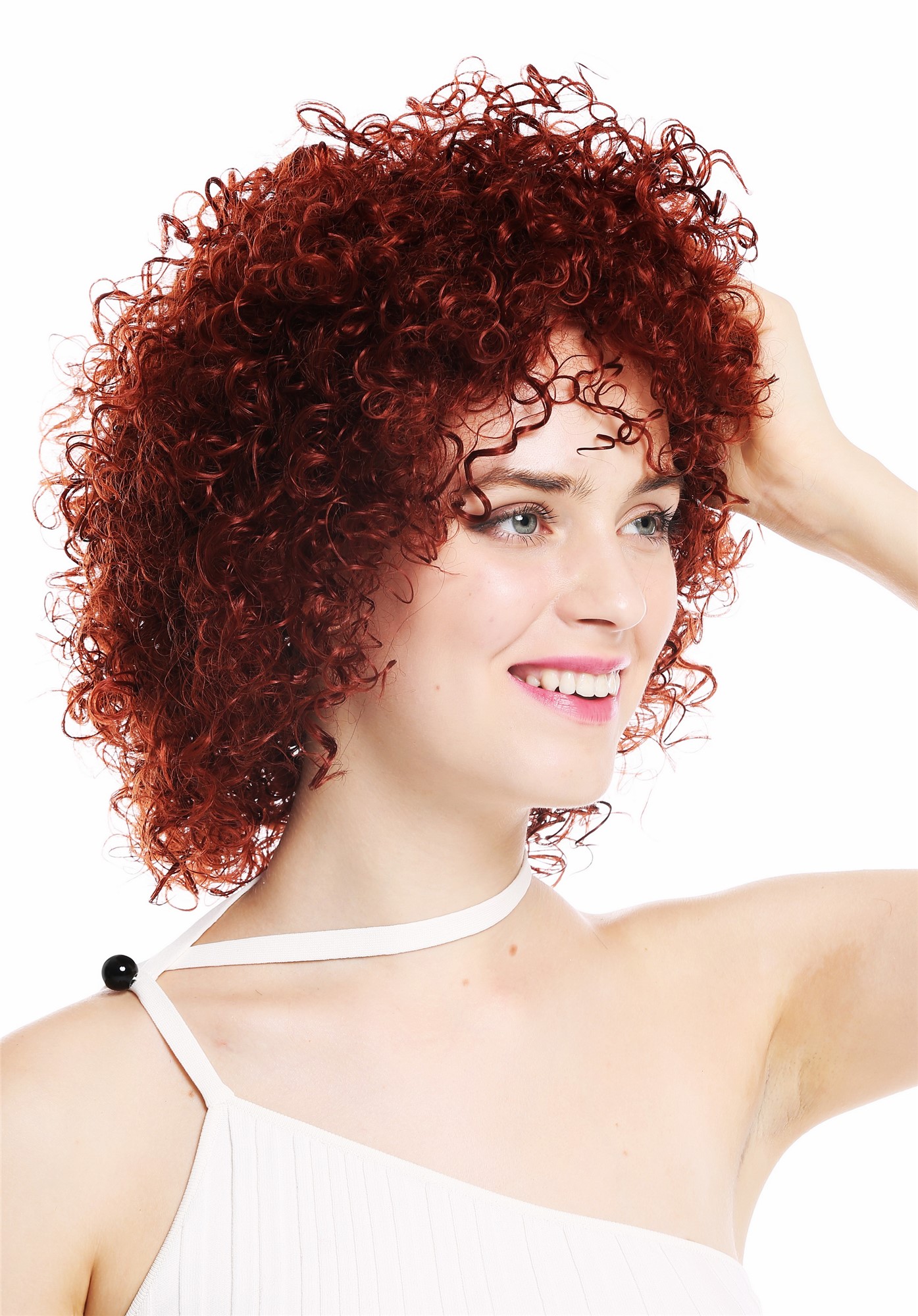 hochwertige Qualitätsperücken, Perücke kurz voluminös gelockt Kupfer Rot VK-11-350, Ansicht 3, WIG ME UP: Ihr Perücken Online Shop lockige Tressen-Perücke Kupferrot kurze Haare für Damen