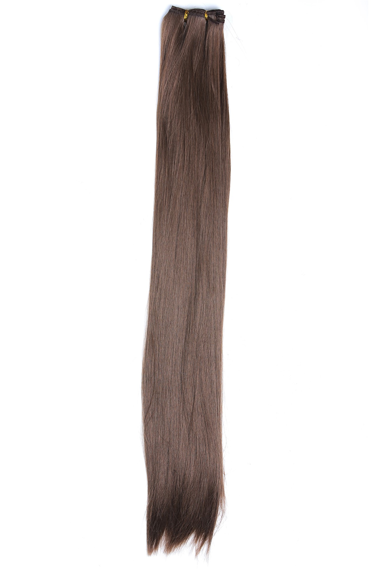 Weft tress synthetic hair sleek for wig extension making medium brown VK-WEFT, front view, WIG ME UP: Your Perücken Online Shop Wefts, medium golden brown, straight, very long