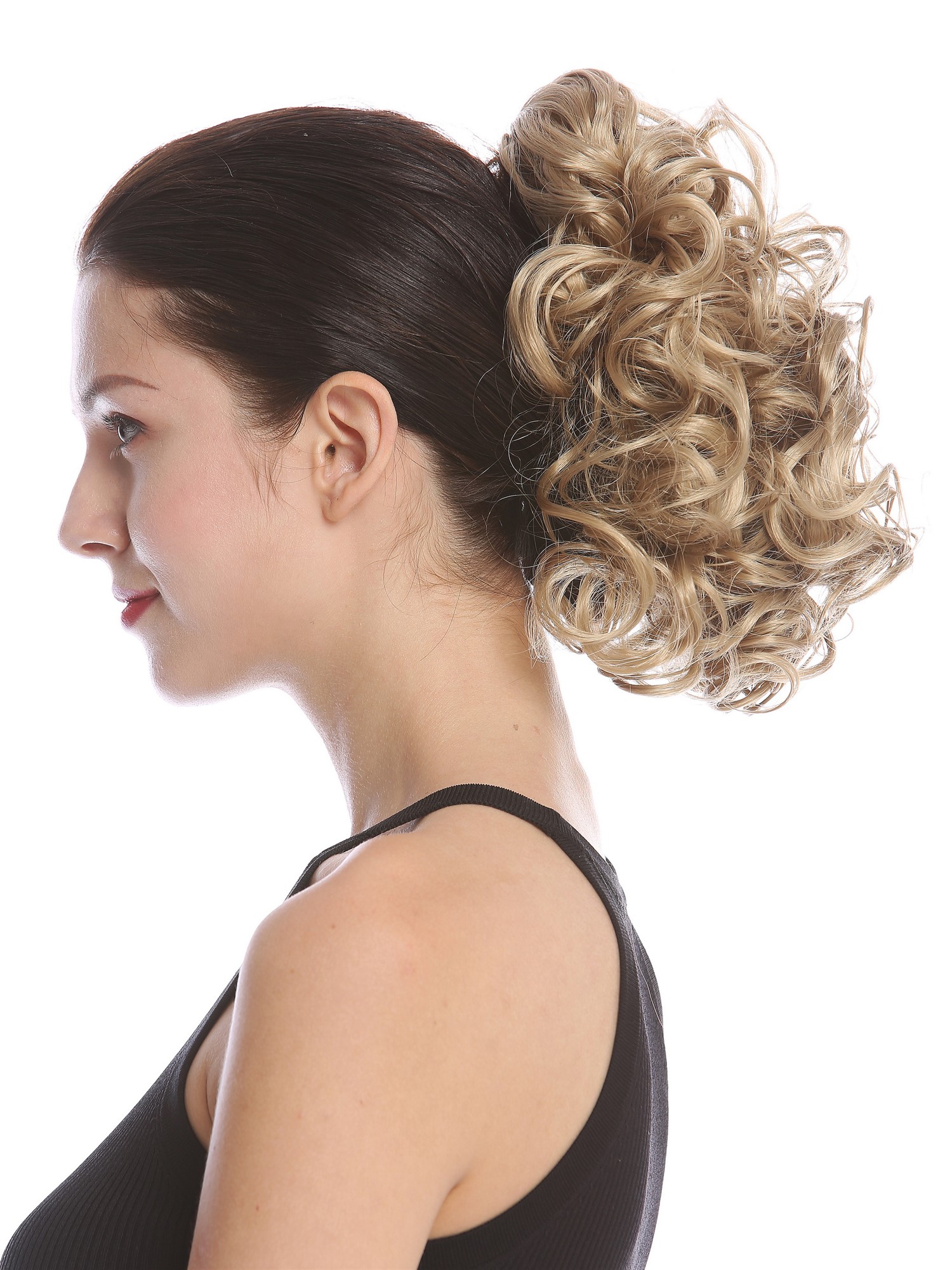 hochwertiger Zopf Pferdeschwanz Voluminös Gelockt Kurz Blond MKB-22-V-25, Ansicht 3, WIG ME UP: Ihr Perücken Online Shop lockiges Zopf-Haarteil Aschblond 25 cm lang