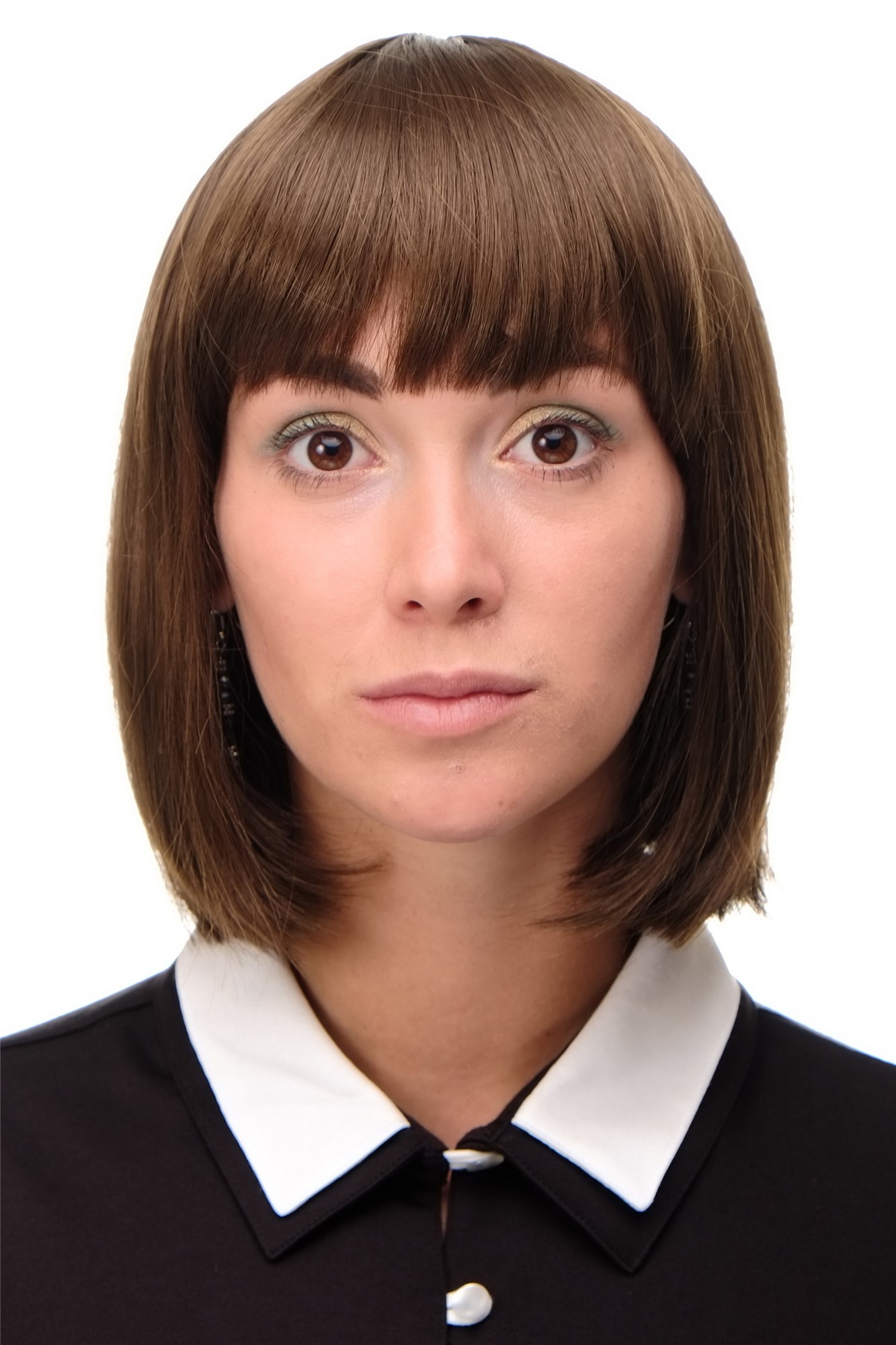 hochwertige Qualitätsperücken, Perücke Damen Bobfrisur Long Bob Pony glatt Mittel-Goldbraun 7803-10, Vorderansicht, WIG ME UP: Ihr Perücken Online Shop glatte Tressen-Perücke mit Kopfhaut-Imitat Mittel-Goldbraun kurze Haare für Damen