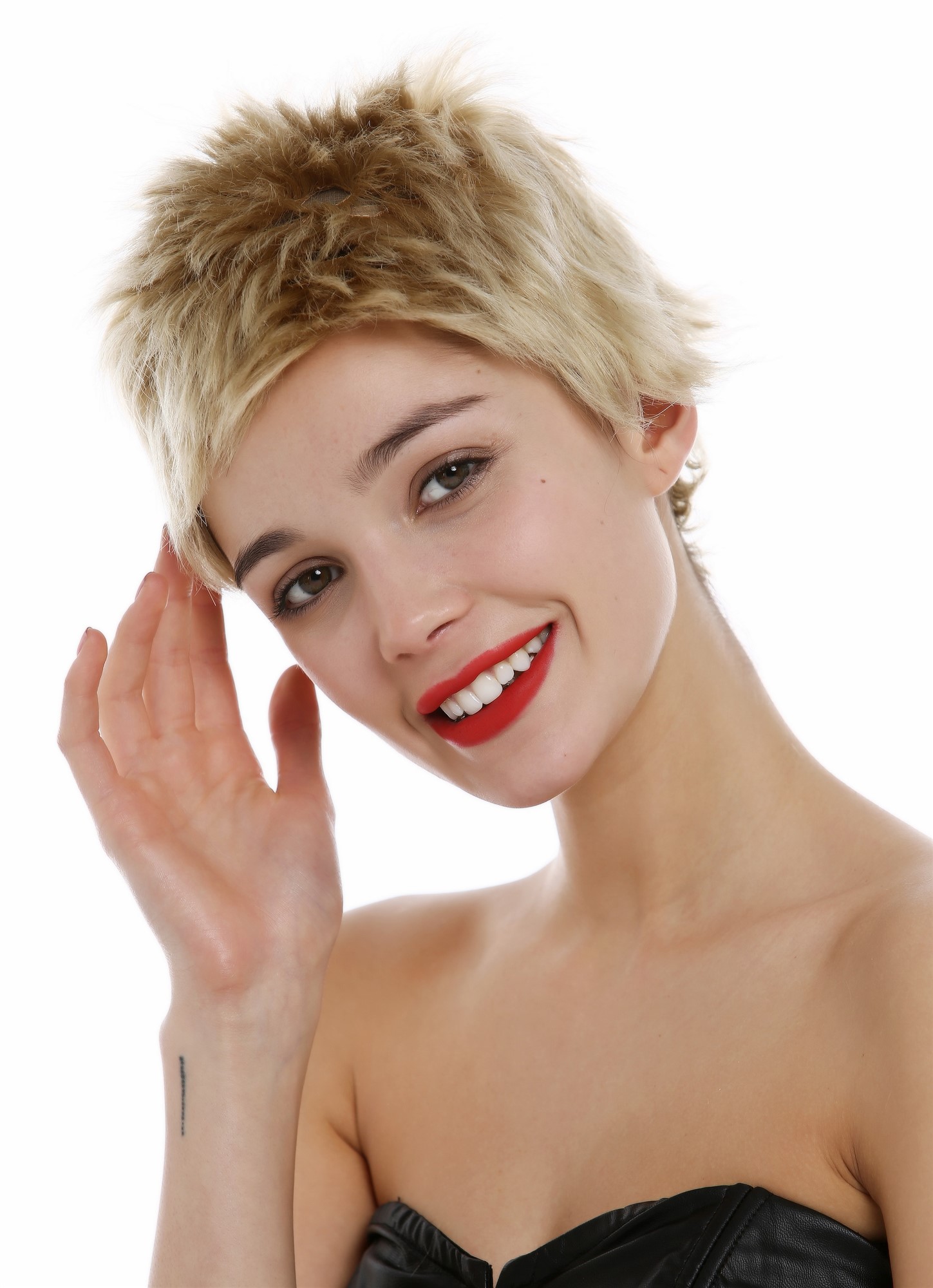 Wig Human Hair Women Men short frayed spiky Pixie micro bangs blond M276-HH, view 2, WIG ME UP: Your Perücken Online Shop Quality Wigs, Ladies, ash blonde, straight, short