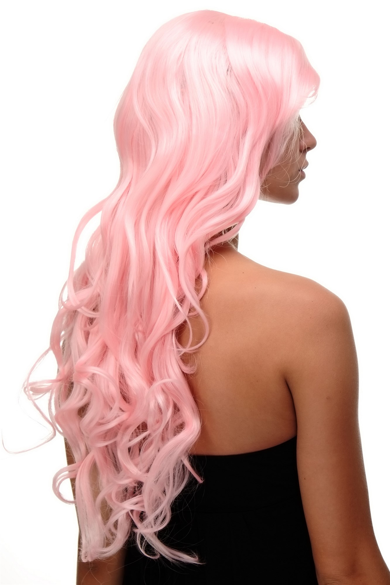 hochwertige Qualitätsperücken, Perücke lang wallendes Haar wellig leicht lockig Hellrosa Rosa 9204S-T2333, Ansicht 3, WIG ME UP: Ihr Perücken Online Shop lockige Tressen-Perücke mit Kopfhaut-Imitat Hellrosa lange Haare für Damen