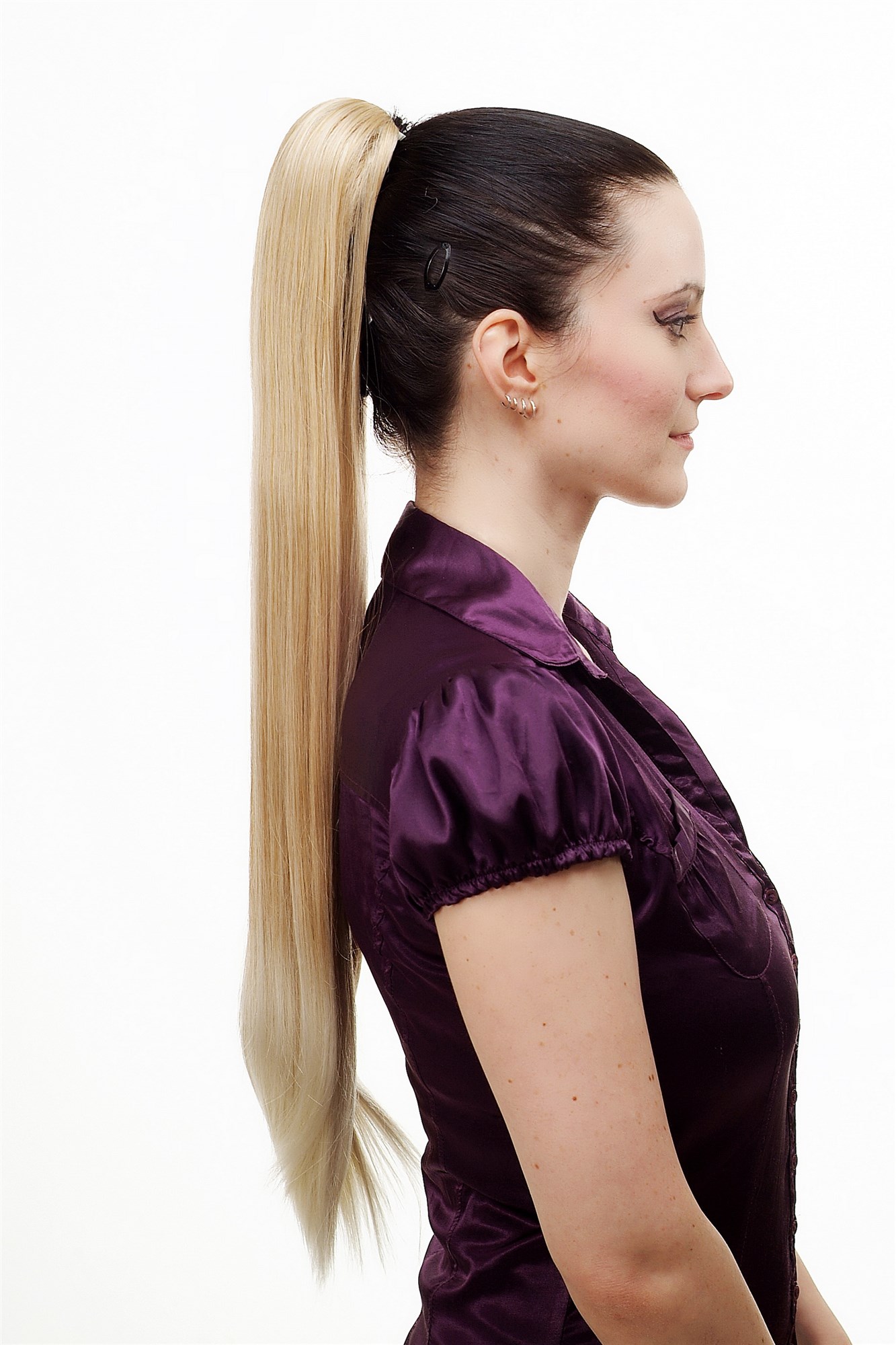 hochwertiges Haarteil Zopf mit Butterfly-Clip sehr lang glatt Hellblond-Mix T113-24BT613, Ansicht 2, WIG ME UP: Ihr Perücken Online Shop glattes Zopf-Haarteil Blond-Mix 70 cm lang