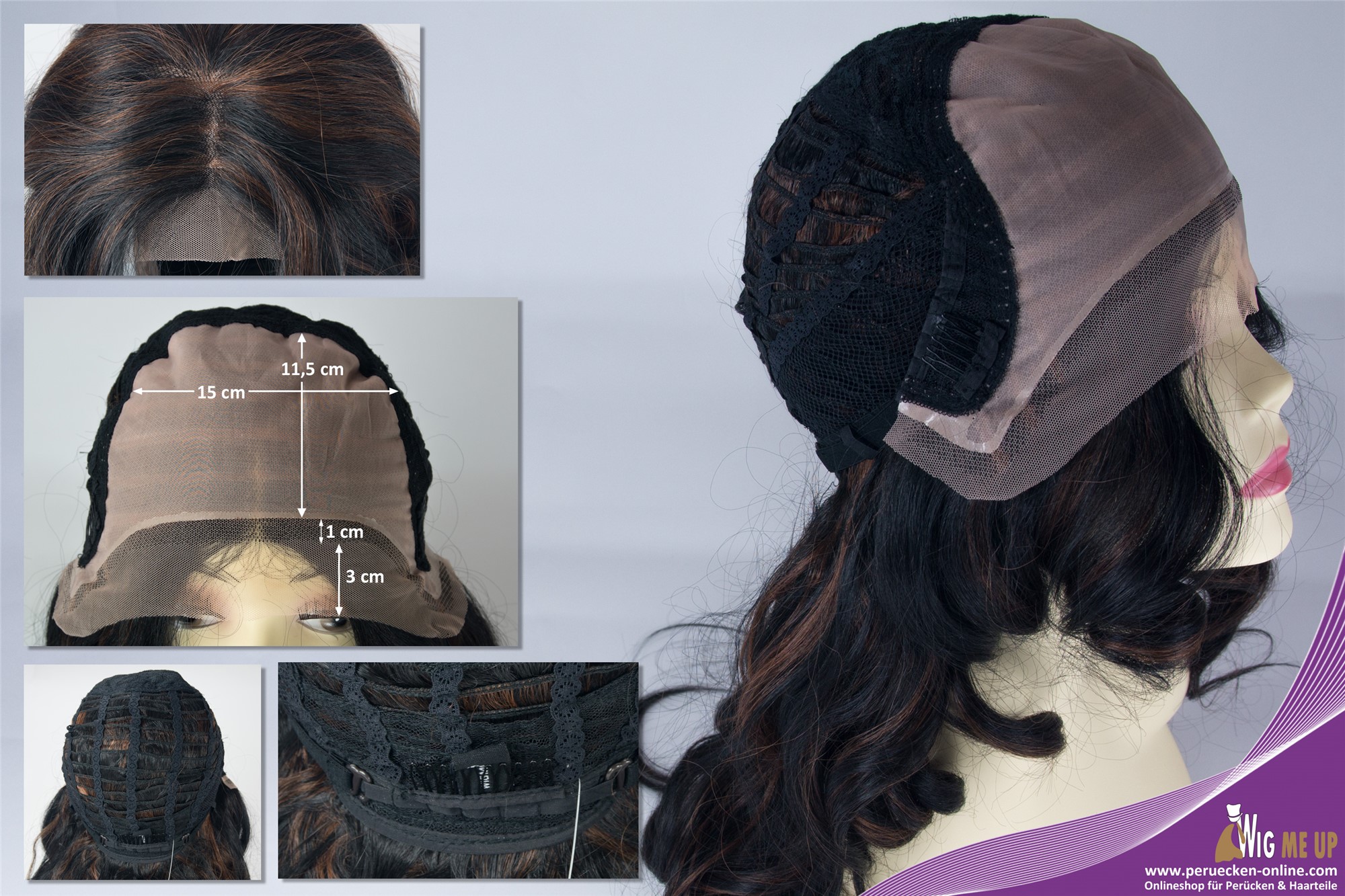 Quality Wigs, Ladies, velvet black-copper brown mix, curled, long