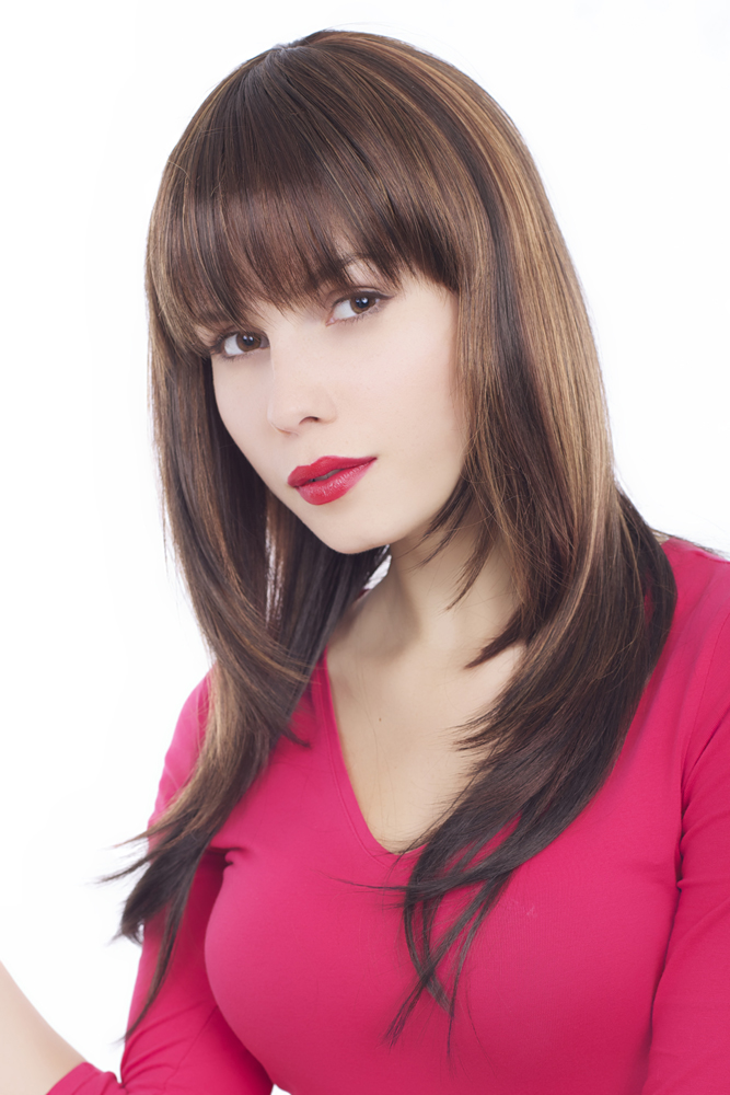 hochwertige Qualitätsperücken, Perücke brünett Pony langes glattes Haar GFW14-F237, Ansicht 2, WIG ME UP: Ihr Perücken Online Shop glatte Tressen-Perücke Hellbraun-Dunkelbraun-Mix lange Haare für Damen