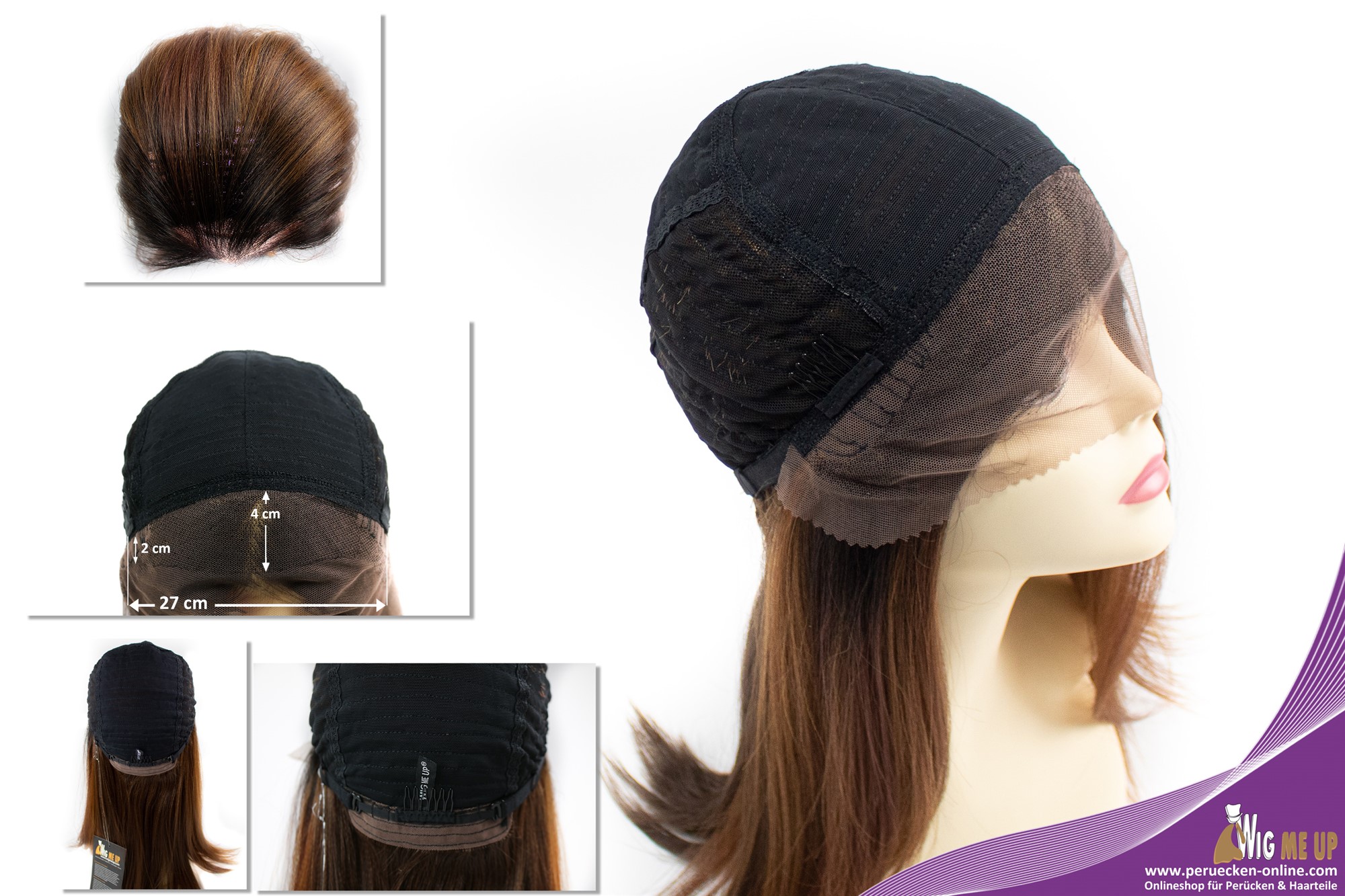 hochwertige Qualitätsperücken, Perücke Lace-Front lang glatt voluminös Ombre Braun Kupferbraun RGF-5544-LF-OP27, Ansicht 6, WIG ME UP: Ihr Perücken Online Shop glatte Tressen-Perücke mit Front-Lace Braun lange Haare für Damen