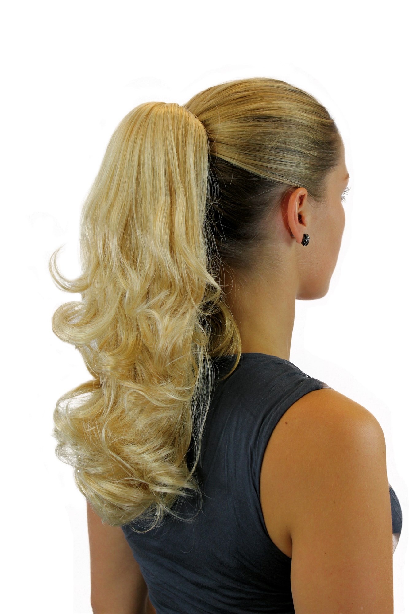 JL-3275-24B Ponytail Hairpiece extension long waved wavy blond claw clamp 18", front view, WIG ME UP: Your Perücken Online Shop Ponytails, golden blonde, wavy, shoulder-length