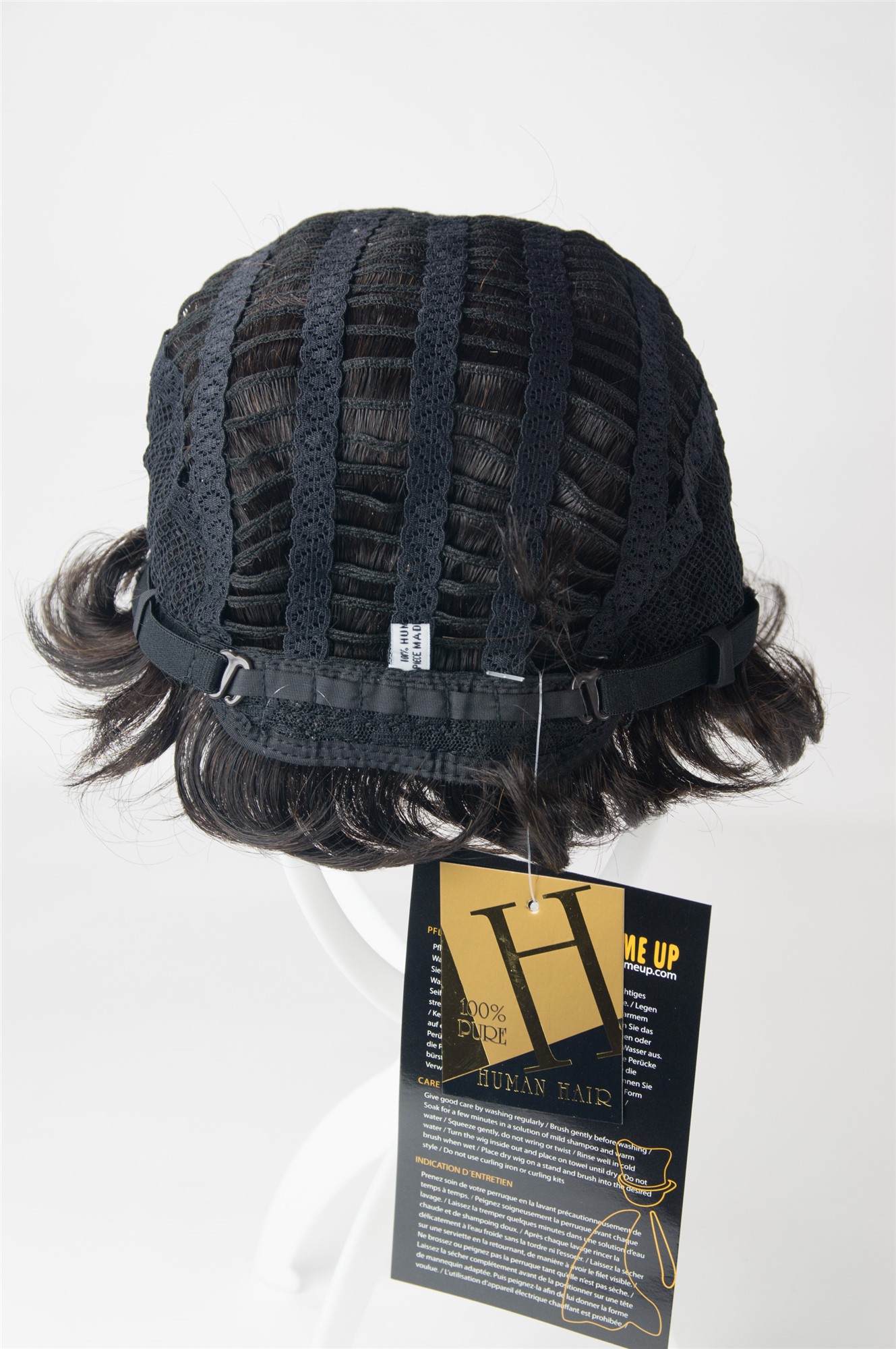 hochwertige Qualitätsperücken, Perücke Echthaar Herren Damen kurz Dunkelbraun natur NG-HH-13-0, Ansicht 6, WIG ME UP: Ihr Perücken Online Shop wellige Tressen-Perücke 100% Echthaar natur, ungefärbt kurze Haare für Unisex