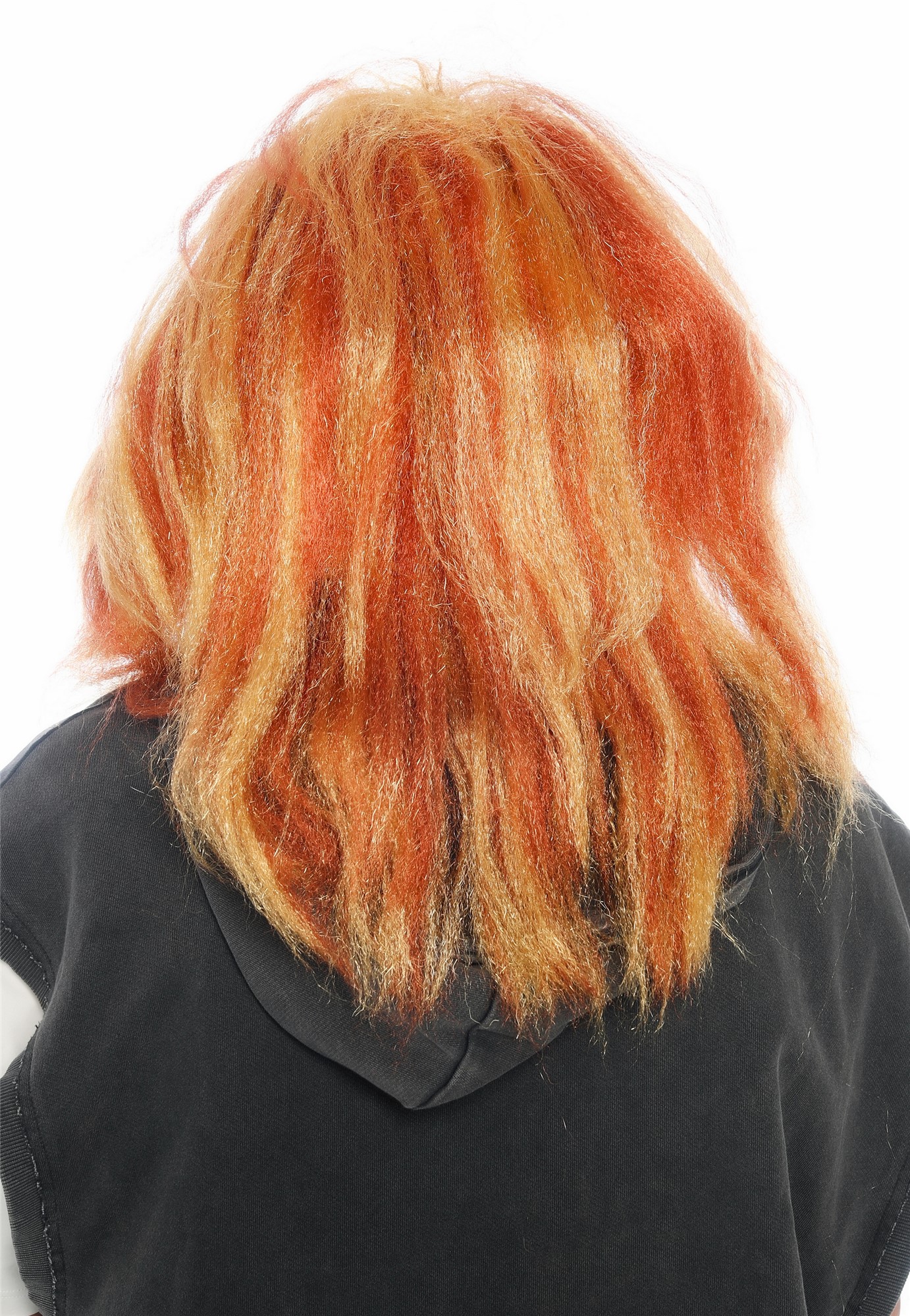 wellige Party-Perücke Rostrot-Goldblond-Mix 55 cm lange Perücke für Herren