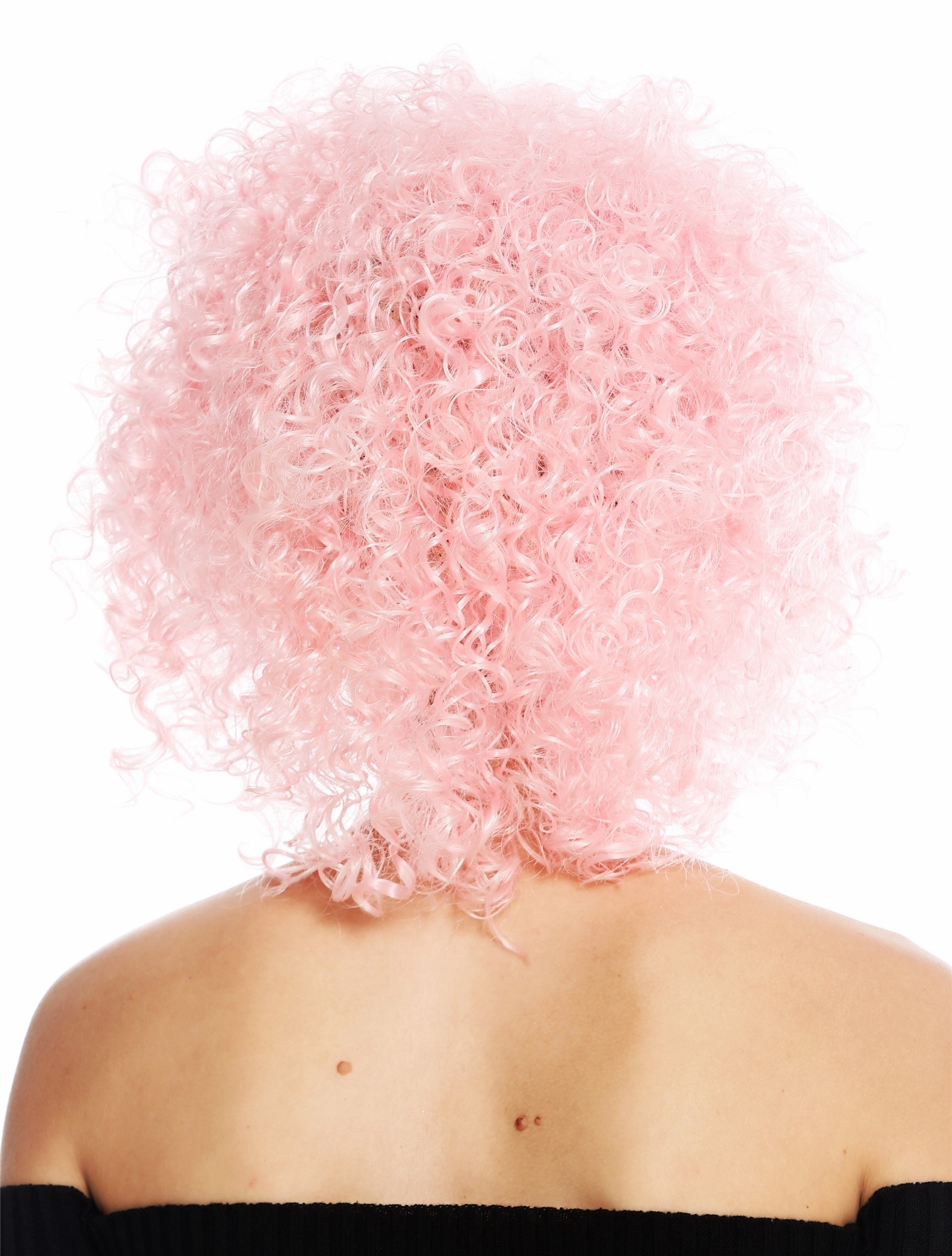 hochwertige Qualitätsperücken, Perücke kurz voluminös gelockt Rosa VK-11-T2333, Ansicht 4, WIG ME UP: Ihr Perücken Online Shop lockige Tressen-Perücke Hellrosa kurze Haare für Damen