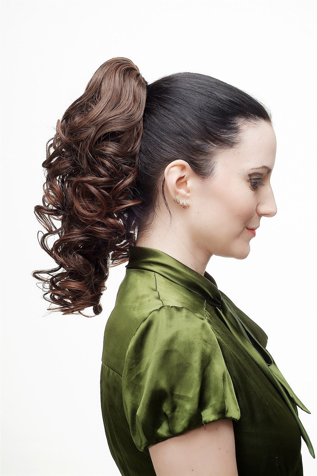 Hairpiece Ponytail with Claw Clamp/Clip very full and voluminous curly curls brown mix chestnut, view 2, WIG ME UP: Your Perücken Online Shop Ponytails, Brown, curled, shoulder-length