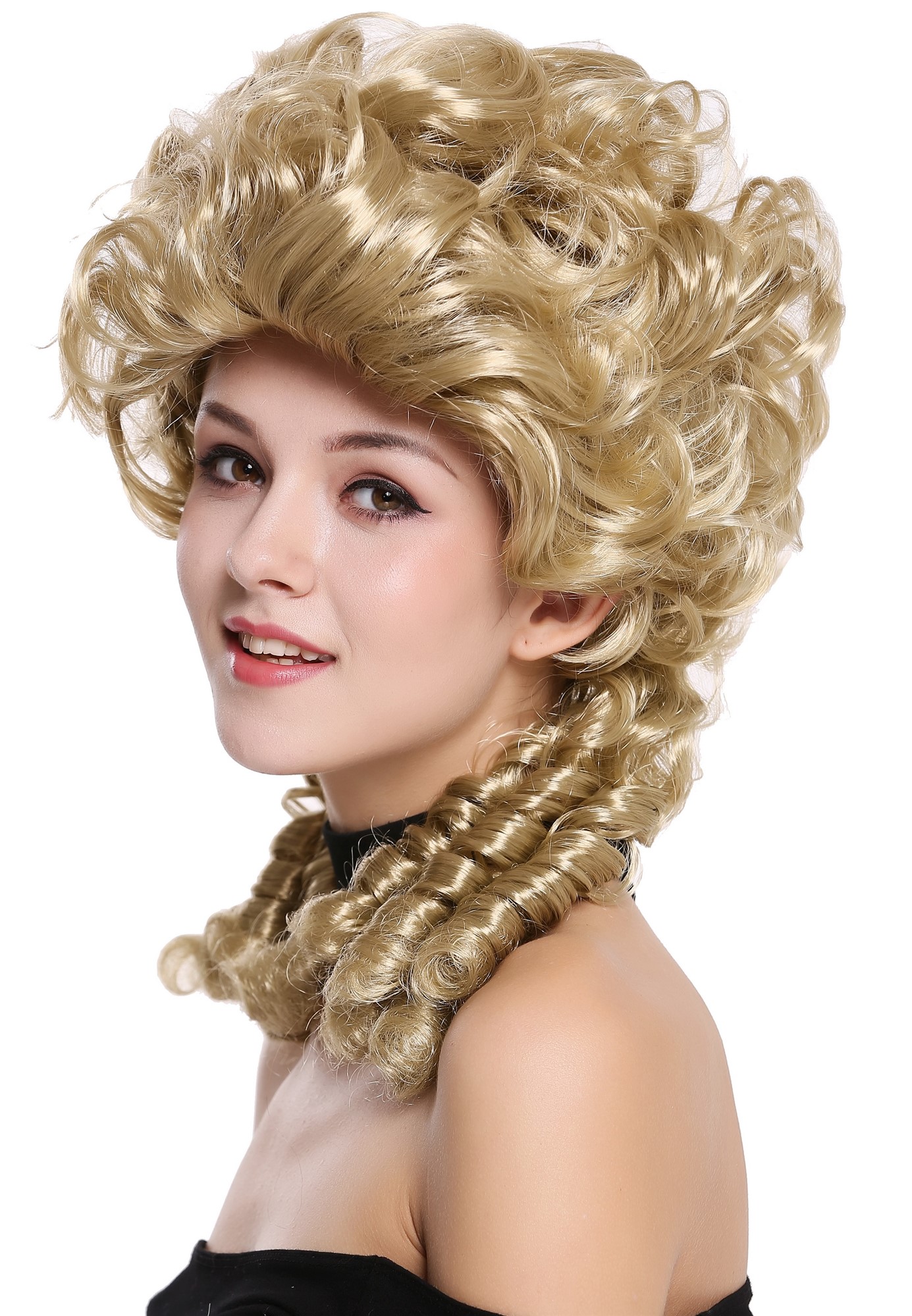 günstige Party Perücke, Perücke Barock Spirallocken Toupiert Blond DH1009-ZA89, Vorderansicht, WIG ME UP: Ihr Perücken Online Shop lockige Party Perücke Blond schulterlange Haare für Damen