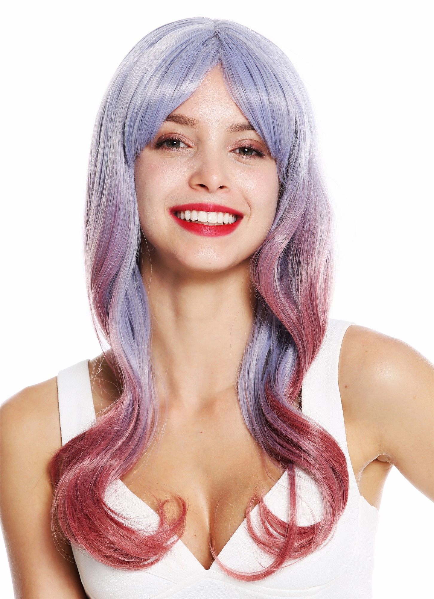 Quality Wigs, Ladies, gray-red mix, wavy, long