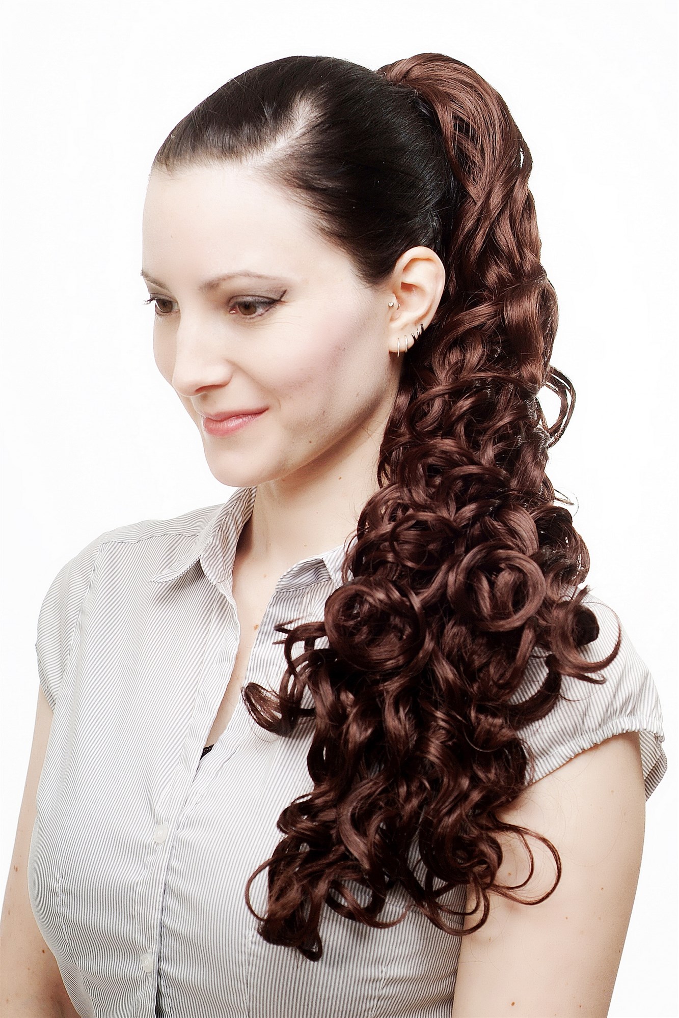 N310-33 Hairpiece PONYTAIL extension VERY long MASSIVE volume voluminous curly AMAZING curls kinks dark auburn red brown 23", view 3, WIG ME UP: Your Perücken Online Shop Ponytails, chestnut brown, curled, long