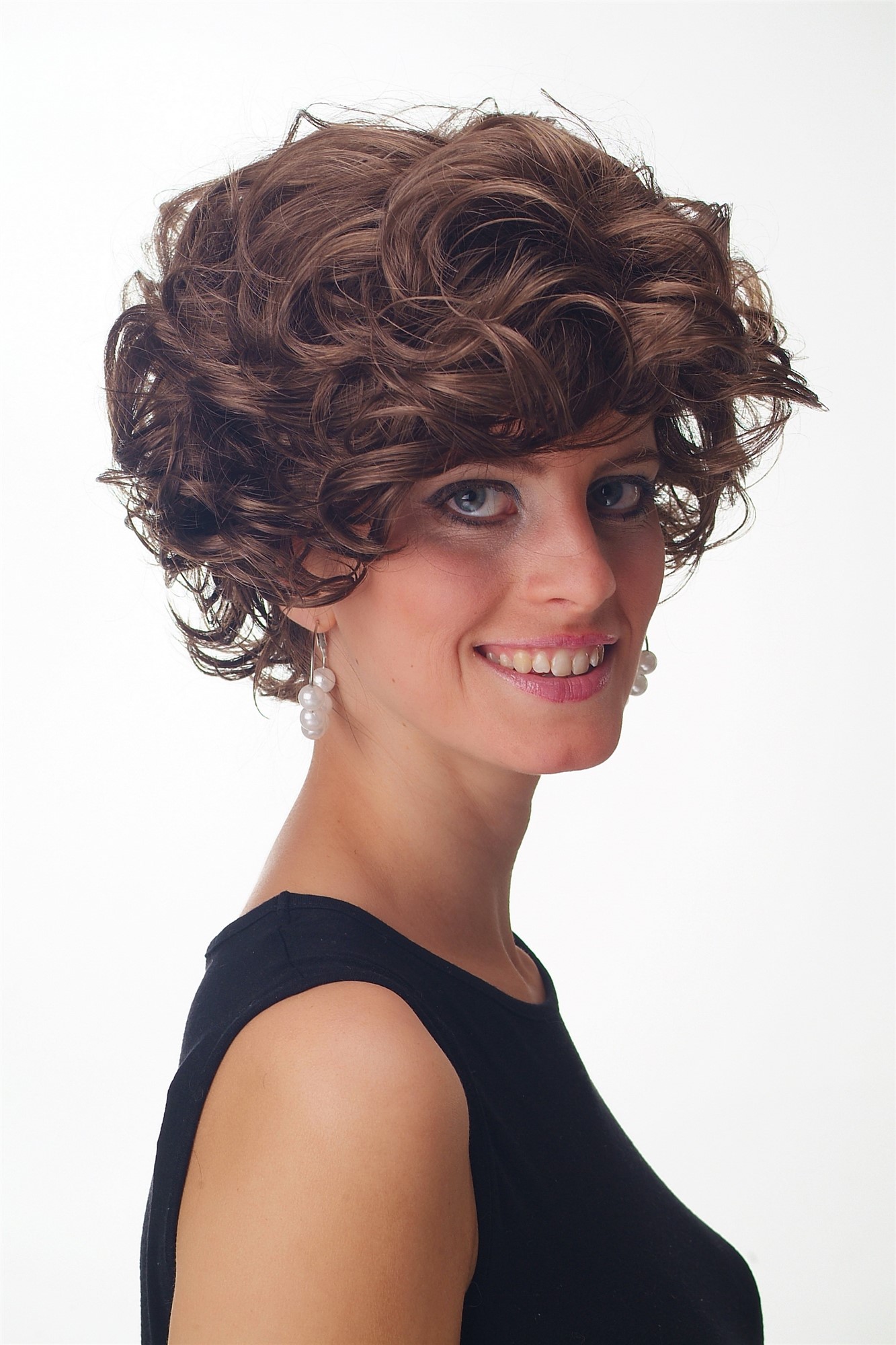 hochwertige Qualitätsperücken, Perücke kurz wild Locken Braun Goldbraun GFW963-10, Ansicht 3, WIG ME UP: Ihr Perücken Online Shop lockige Tressen-Perücke Goldbraun kurze Haare für Unisex