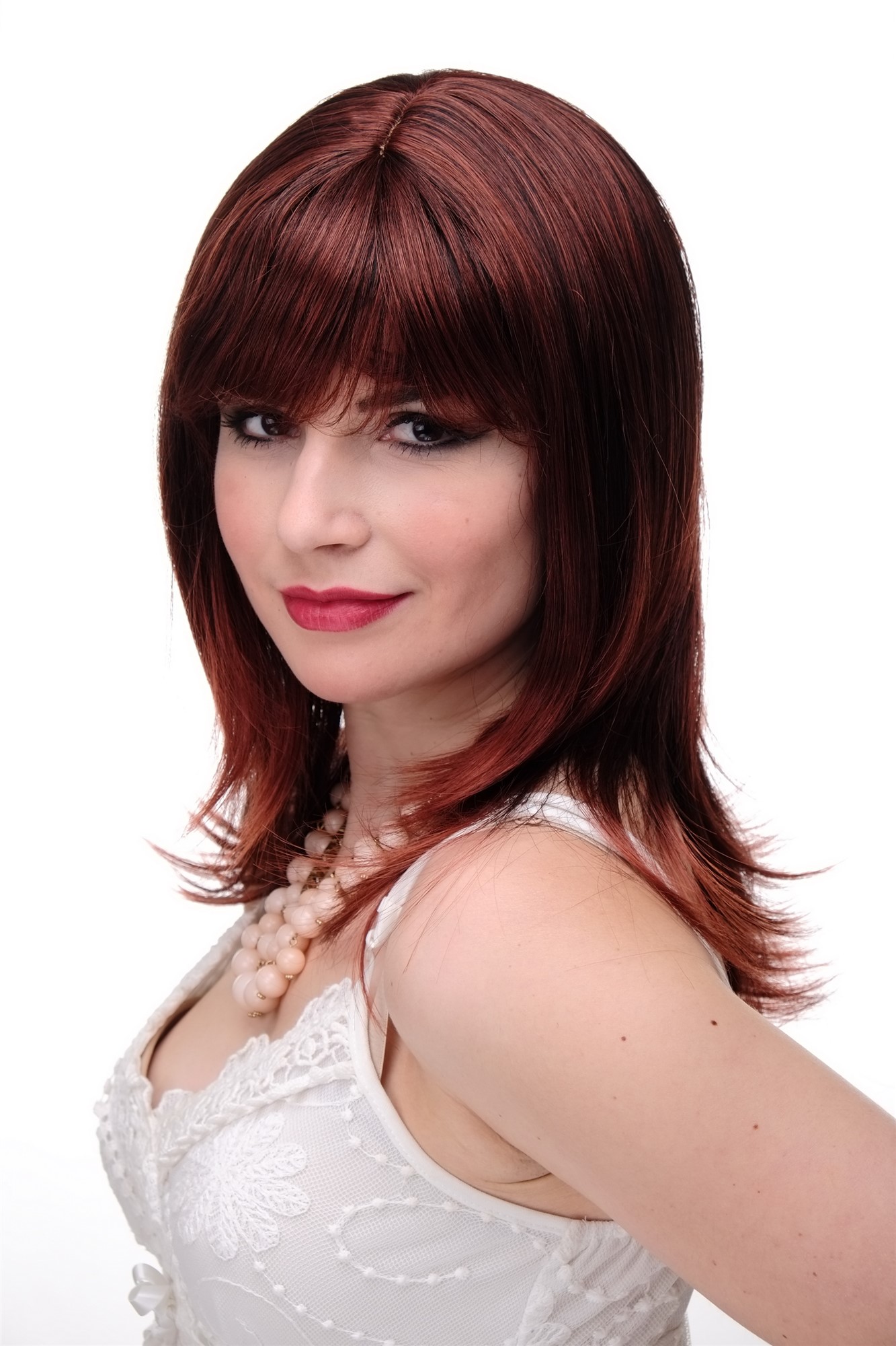 Lady wig medium length fringe parted side straight layered mahogany brown 3003, view 2, WIG ME UP: Your Perücken Online Shop Quality Wigs, Ladies, mahogany-medium brown mix, straight, long