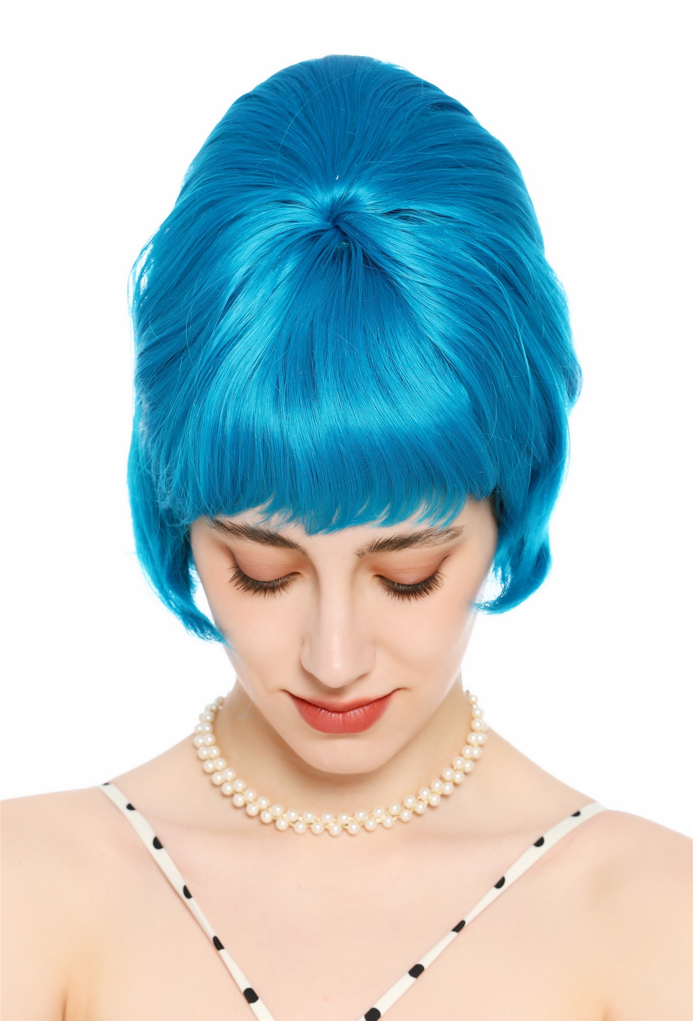 Perücke Damen Retro Vintage 50er 60er Beehive hochtoupiert Blau DW3436-T4440