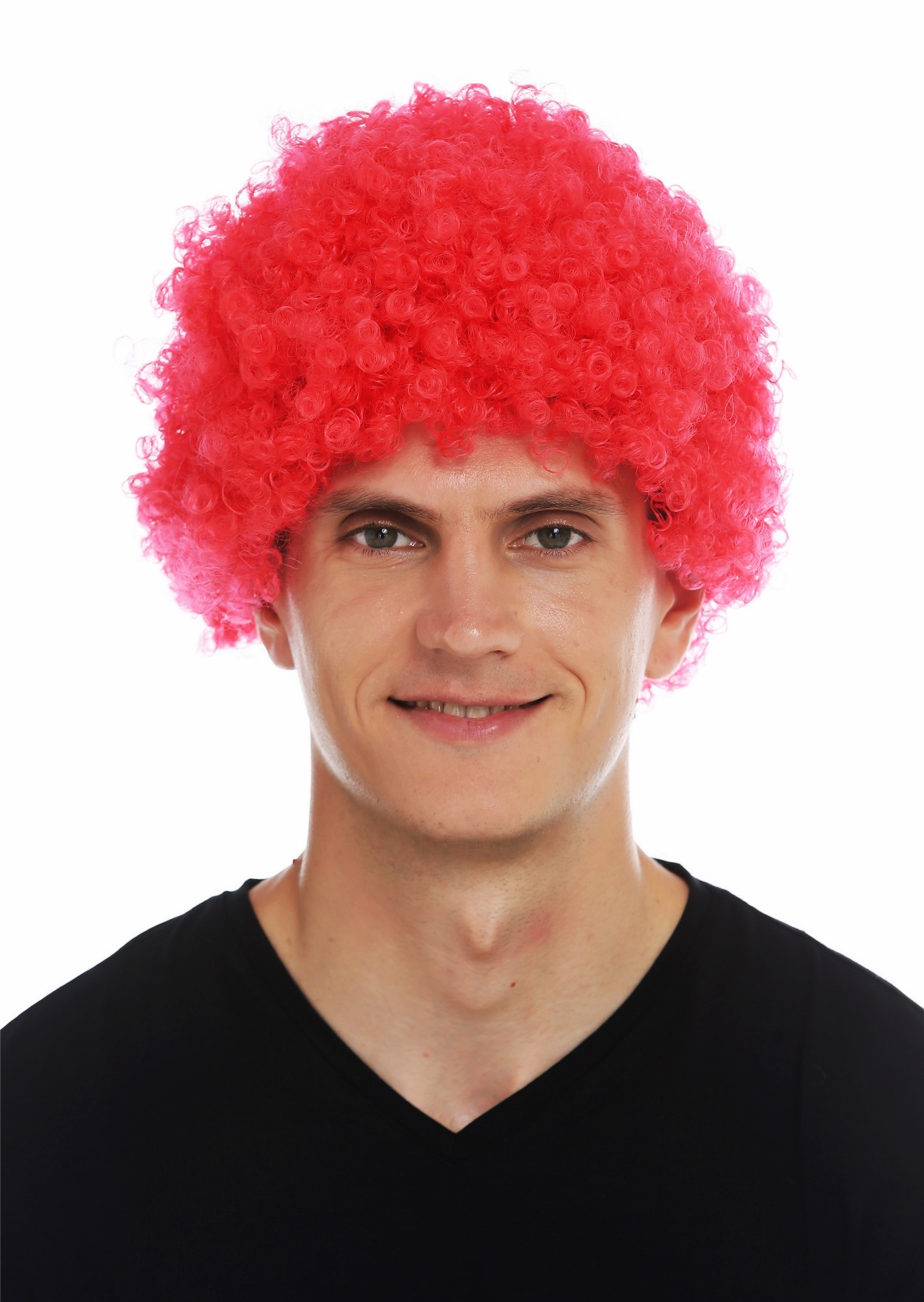 Wig carnival men women clown red short afro frizzy curly frizzy head MMAM-9M, front view, WIG ME UP: Your Perücken Online Shop Party Wig, Unisex, bright red, curled, short