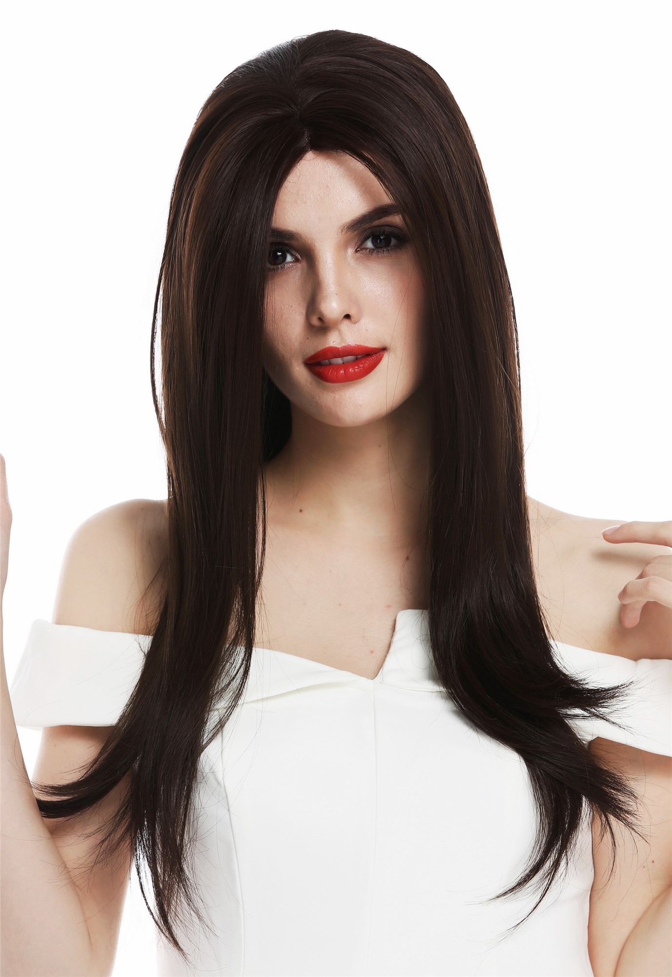 Lady wig lace front sleek long parting brown dark brown blend TYM-060-LF, view 5, WIG ME UP: Your Perücken Online Shop Quality Wigs, Ladies, brown mix, straight, long