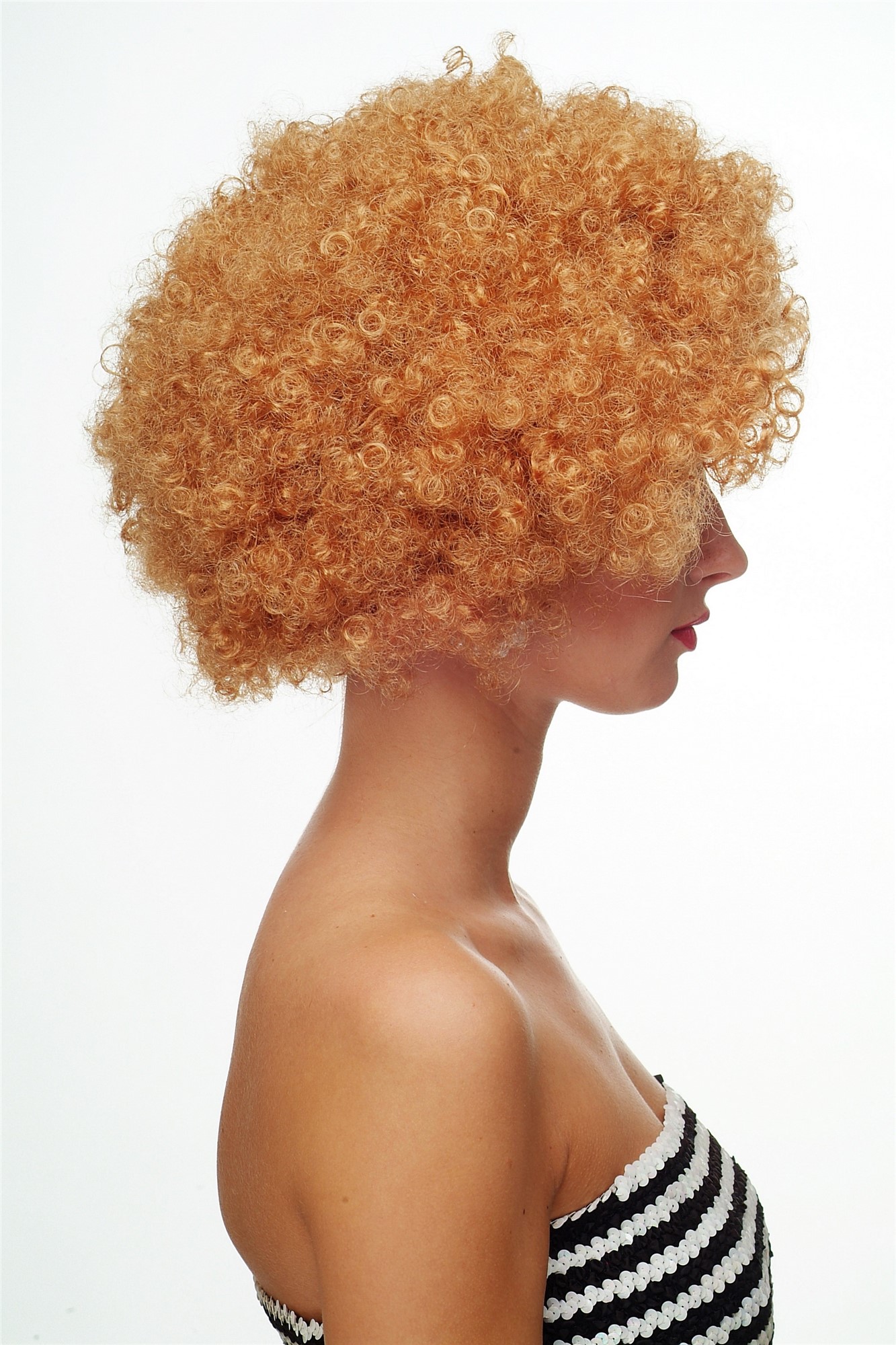 günstige Party Perücke, Afro Perücke 70er Jahre Party Goldblond Blond Disco PW0011-P27, Ansicht 2, WIG ME UP: Ihr Perücken Online Shop lockige Party Perücke Goldblond kurze Haare Unisex