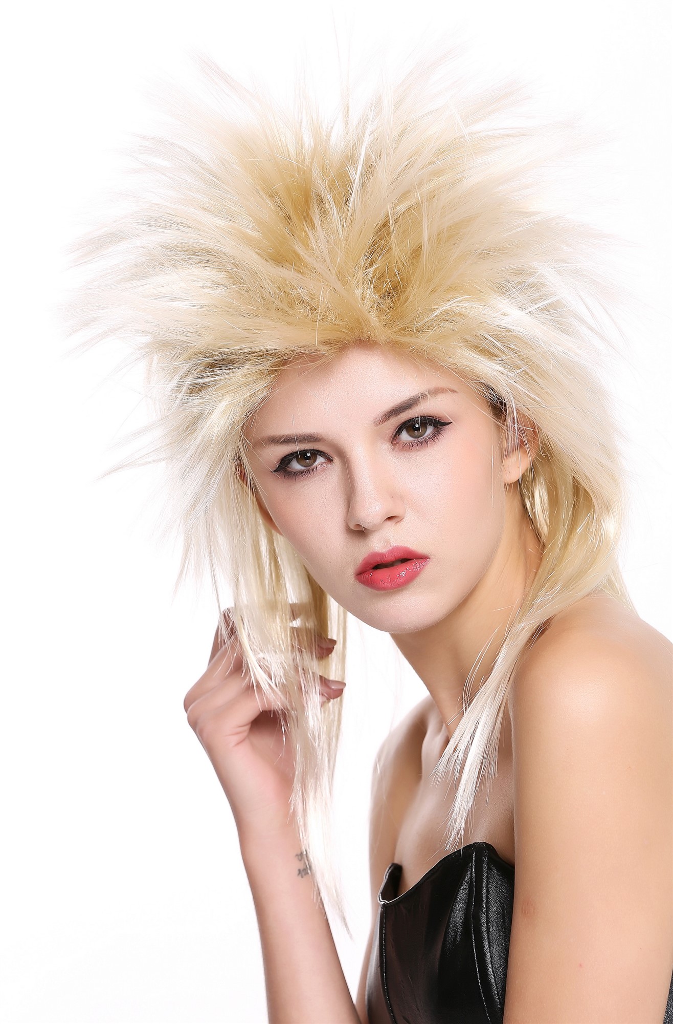 Party Wig, Unisex, gold-ash blonde-light blonde mix, straight, shoulder-length