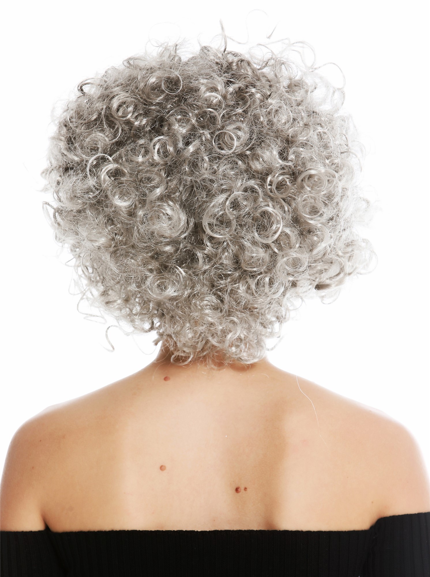 günstige Party Perücke, Perücke Grau Locken Mittelscheitel Kurz 1352-ZA68R, Ansicht 4, WIG ME UP: Ihr Perücken Online Shop lockige Party Perücke Silbergrau kurze Haare Unisex