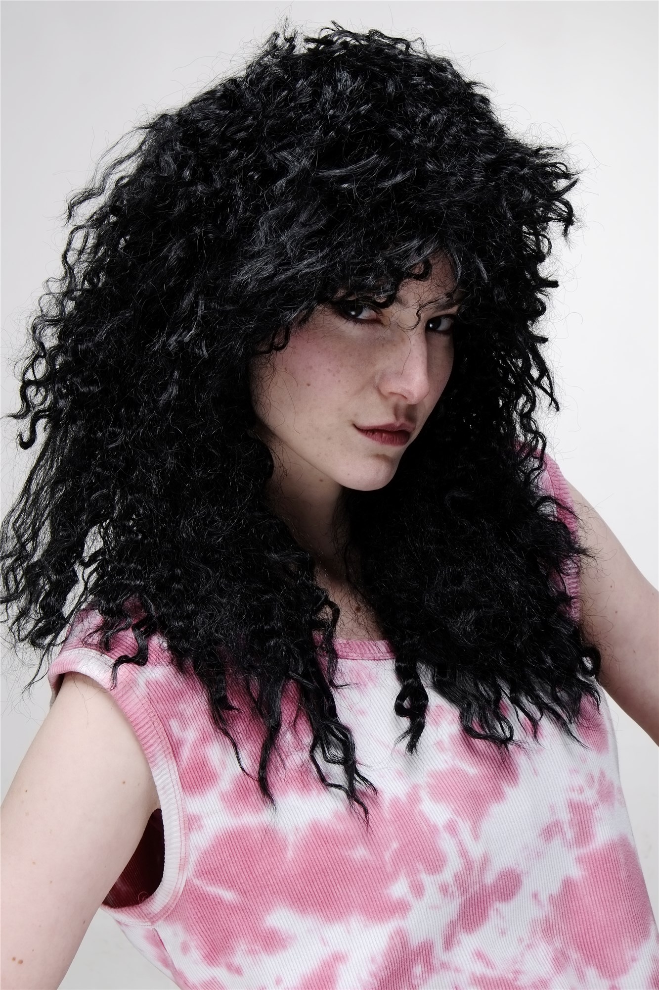 Party Wig, Unisex, Black, curled, long