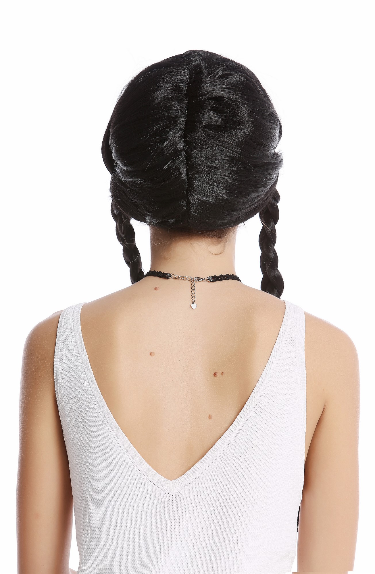 Lady Wig Women black long plaited braids middle-parting Lolita Schoolgirl 90835, view 3, WIG ME UP: Your Perücken Online Shop Party Wig, Ladies, Black, Braided, long