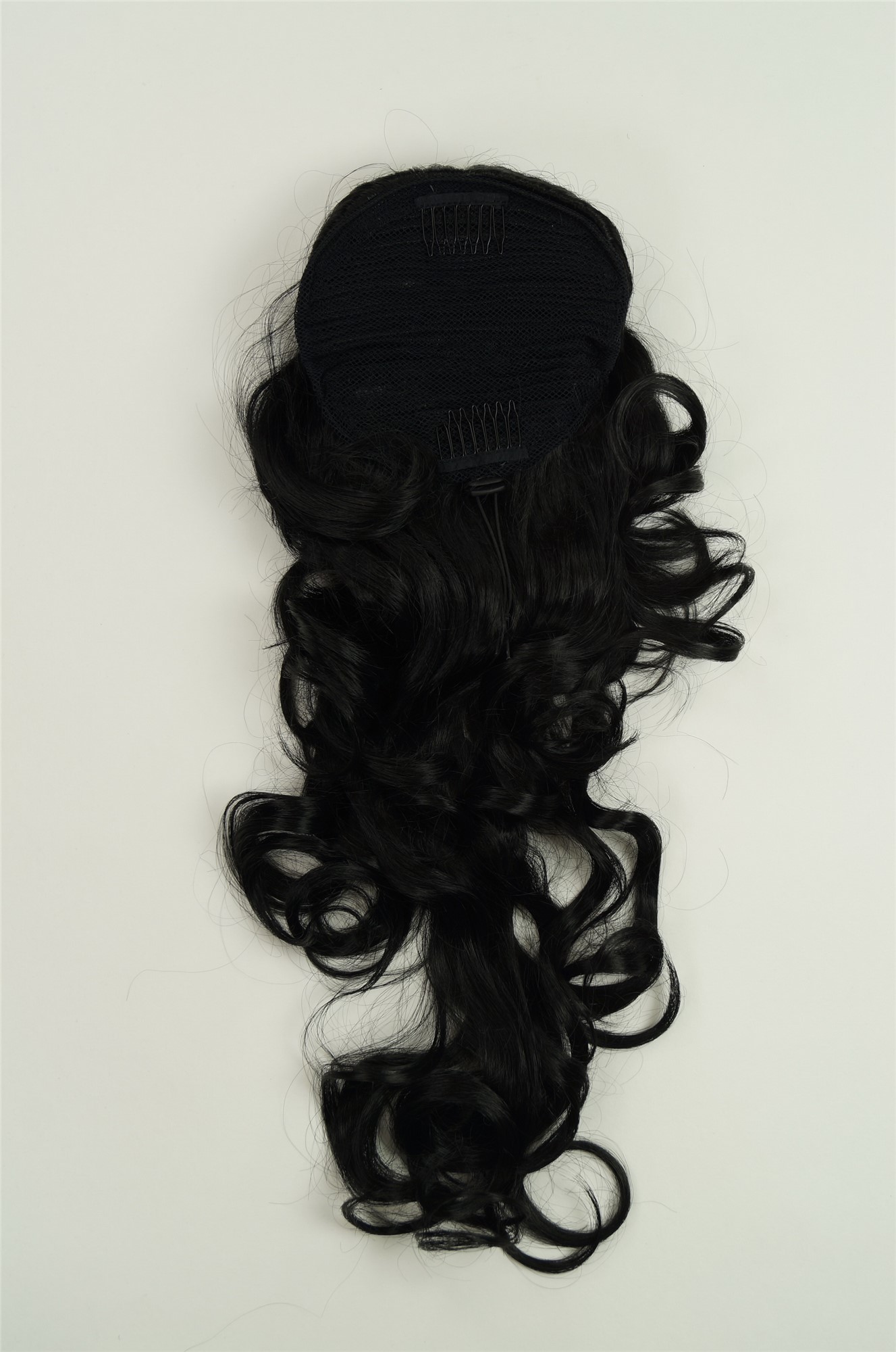 Hairpiece PONYTAIL with combs and elastic draw string curly voluminous very long deep black 23 ", view 2, WIG ME UP: Your Perücken Online Shop Ponytails, Black, curled, long