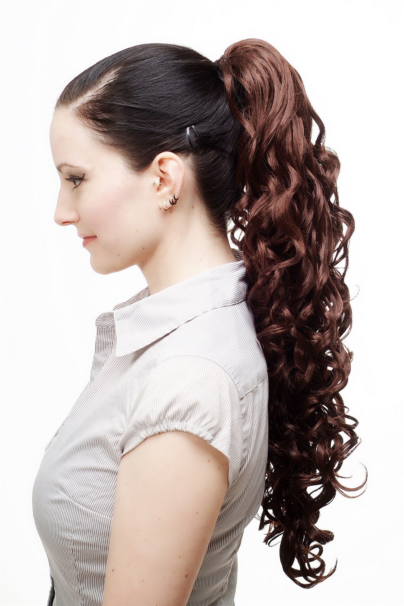 N310-33 Hairpiece PONYTAIL extension VERY long MASSIVE volume voluminous curly AMAZING curls kinks dark auburn red brown 23", view 2, WIG ME UP: Your Perücken Online Shop Ponytails, chestnut brown, curled, long