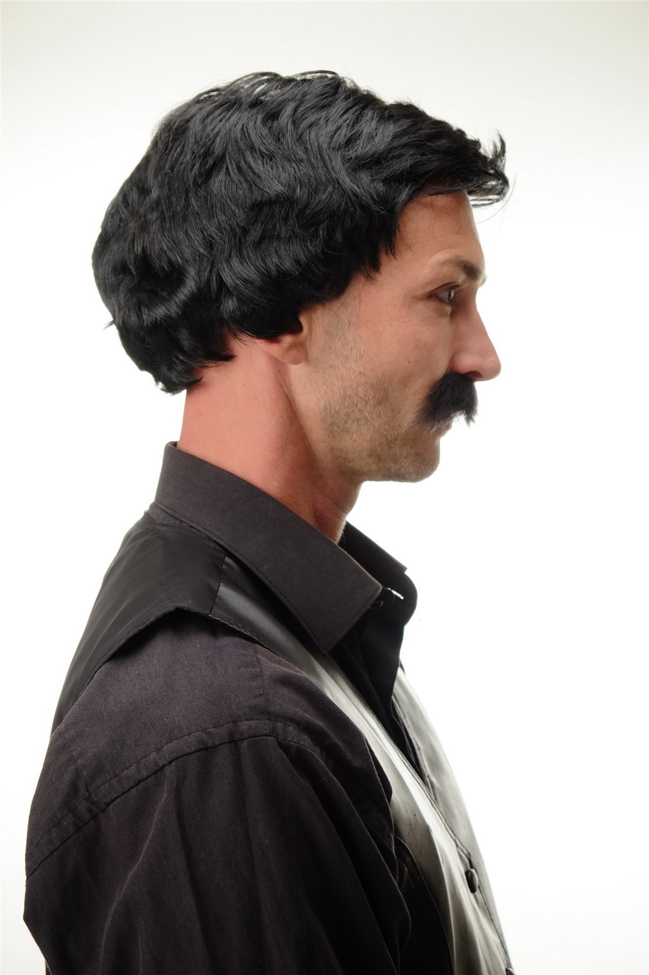 günstige Party Perücke, Perücke Bart Schwarz Gentleman 4129-P103, Ansicht 4, WIG ME UP: Ihr Perücken Online Shop glatte Party Perücke Schwarz kurze Haare für Herren