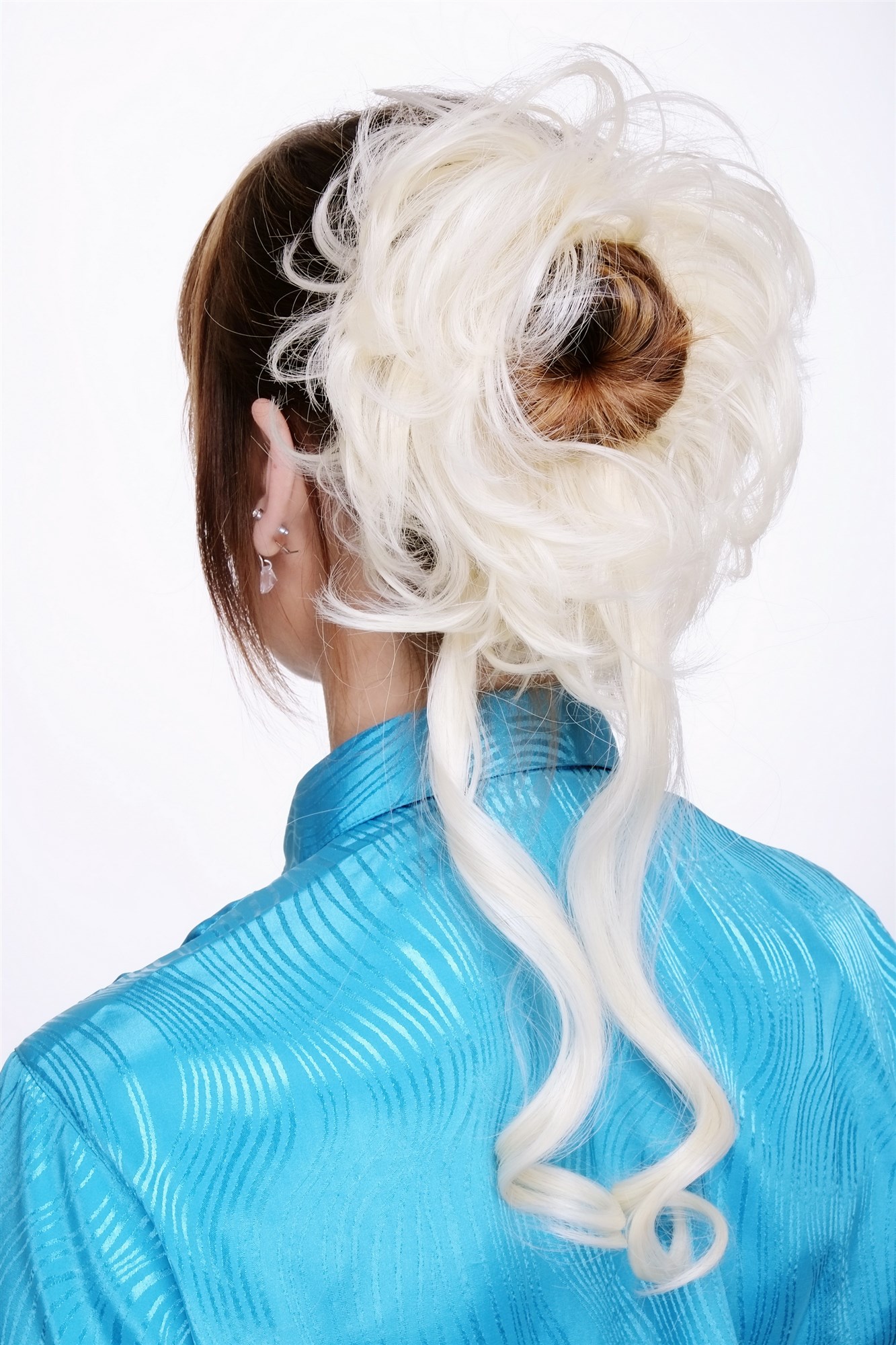 Hair Piece baroque voluminous wild curled scrunchy comb bright blonde YZF-3072HT, view 3, WIG ME UP: Your Perücken Online Shop Ponytails, light blonde, curled, shoulder-length