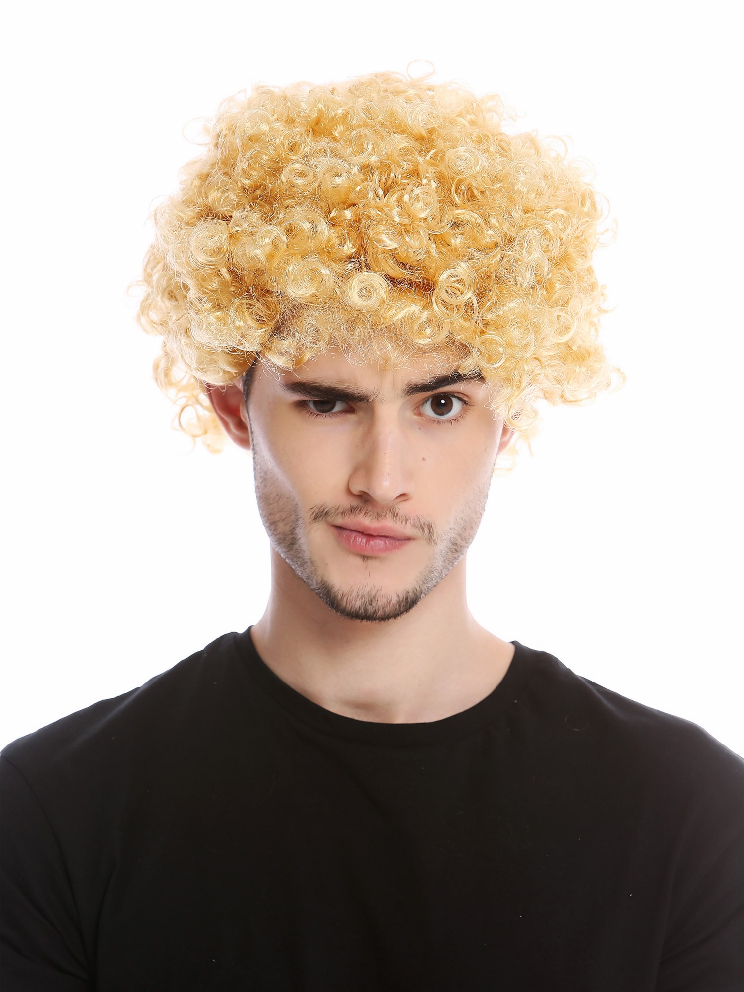 günstige Party Perücke, Perücke kurz kraus Afro gelockt Blond PW0186-P03, Vorderansicht, WIG ME UP: Ihr Perücken Online Shop lockige Party Perücke Blond kurze Haare Unisex