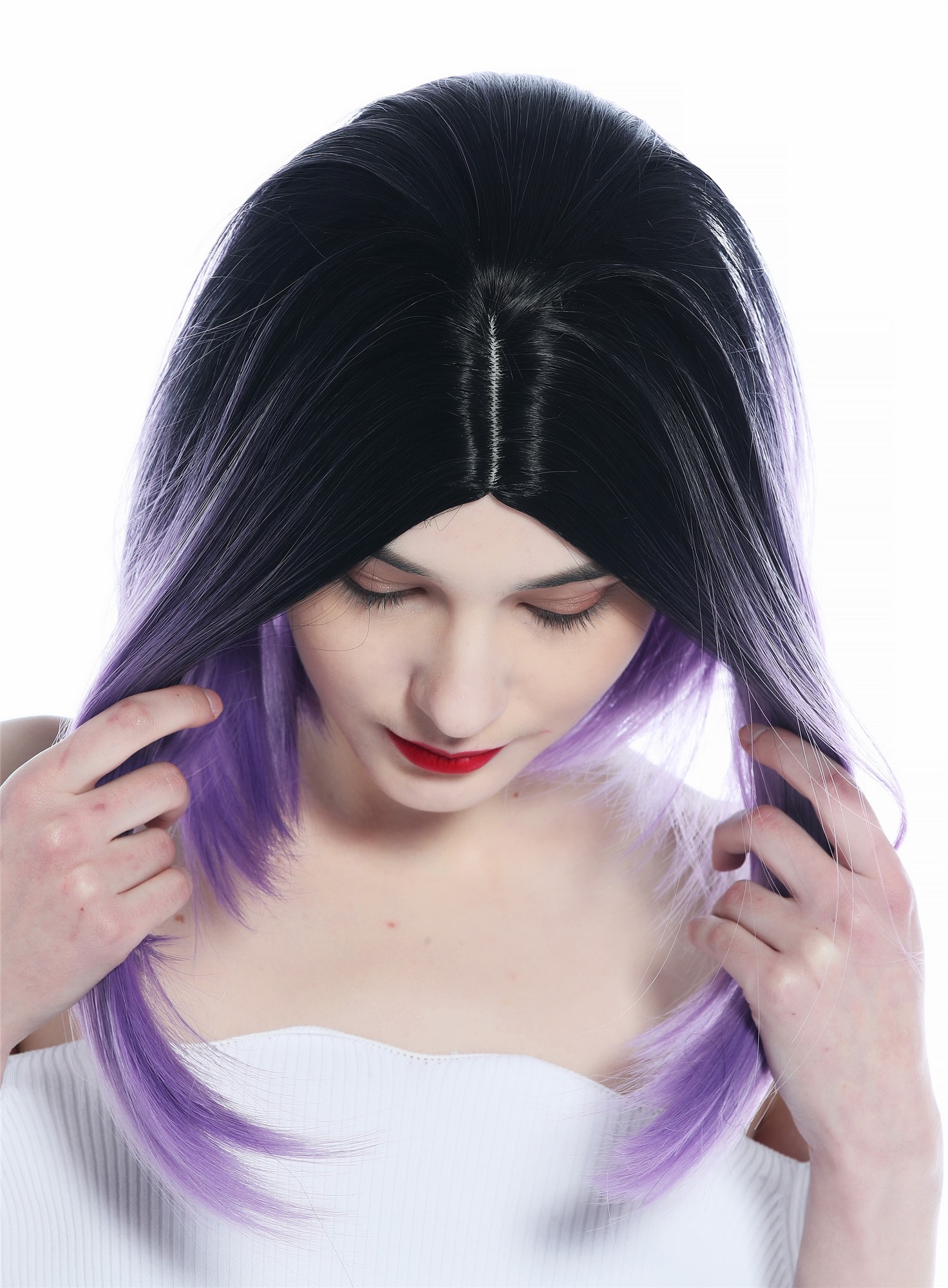 Quality Wigs, Ladies, black-purple gradient, straight, shoulder-length