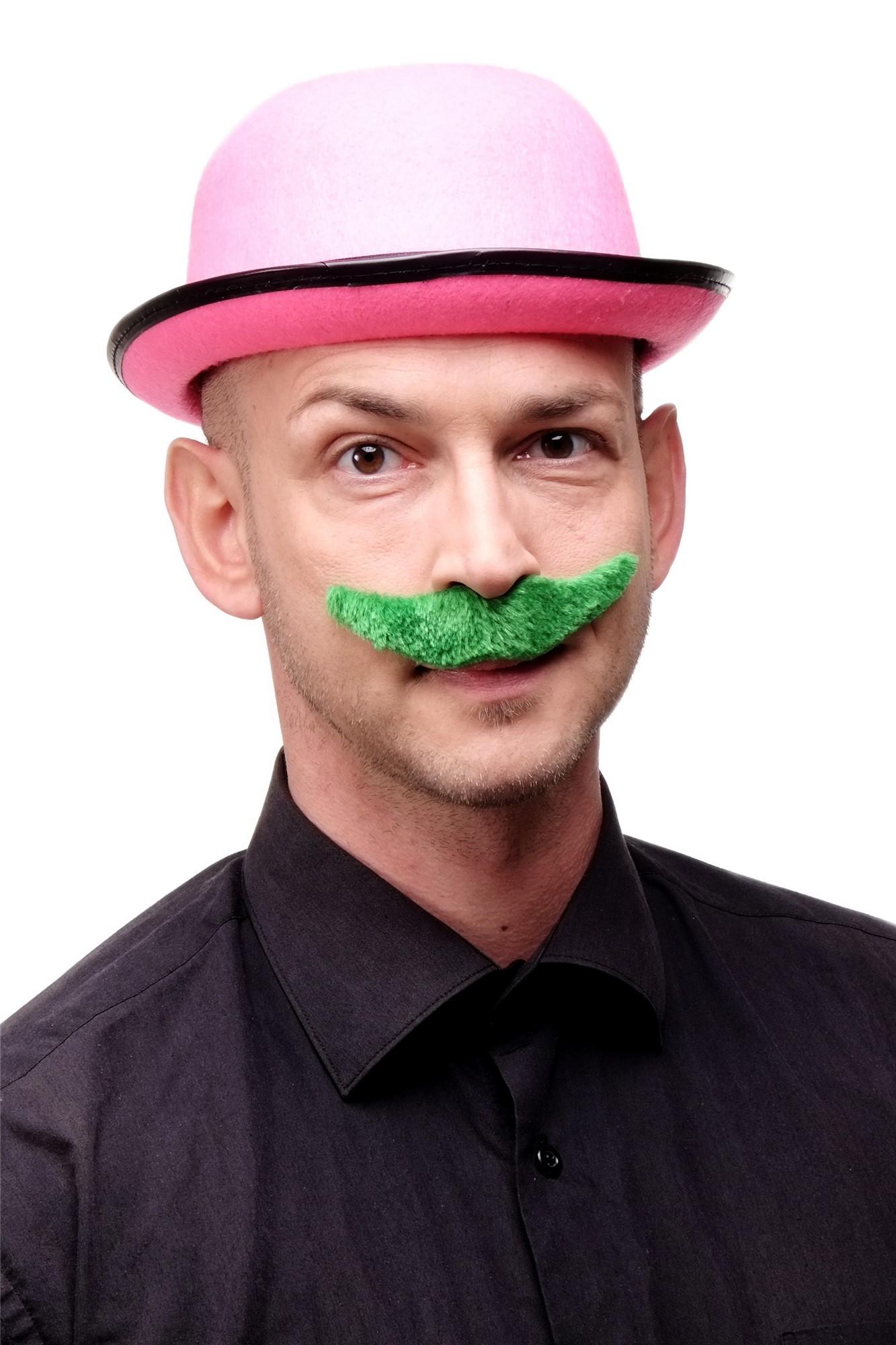 Fake moustache green Leprechaun Ireland with glue strip  MM-89, front view, WIG ME UP: Your Perücken Online Shop Party Wig, Men, Green