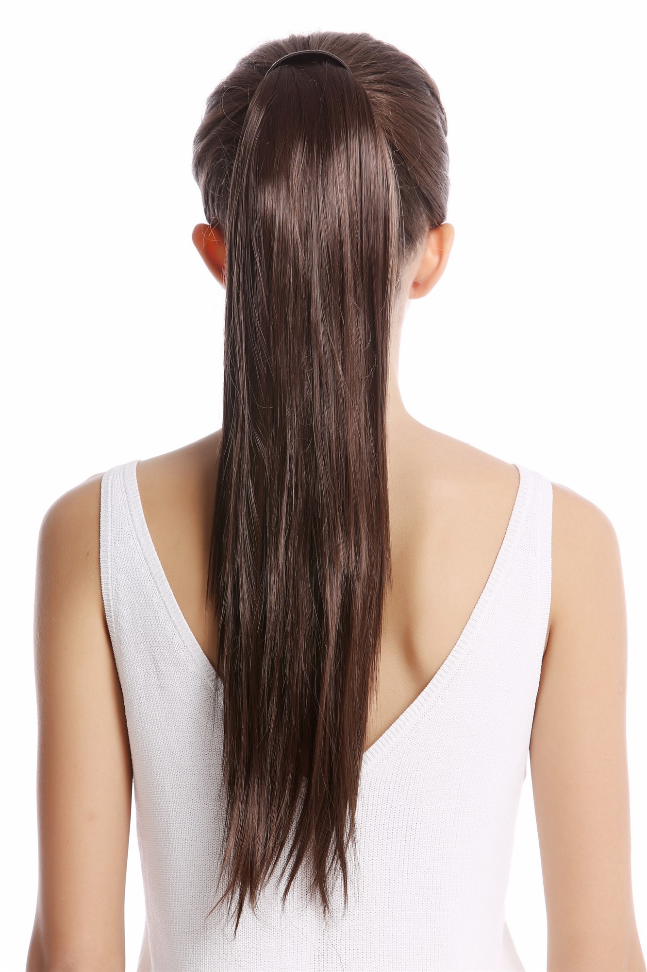 hochwertiges Haarteil Zopf glattes Haar Steckkamm & Haarreif Braun Erdbraun Srosy-6, Ansicht 2, WIG ME UP: Ihr Perücken Online Shop glattes Zopf-Haarteil Braun 55 cm lang