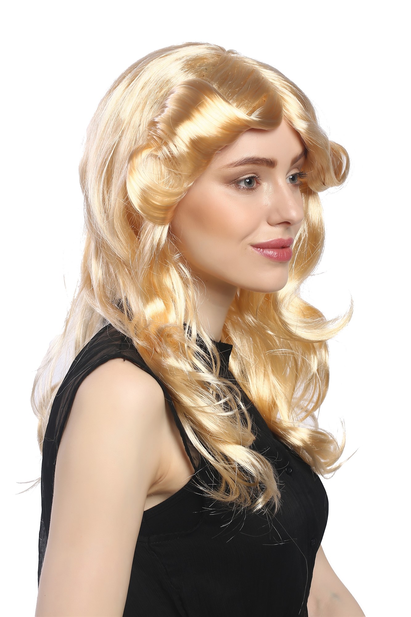 günstige Party Perücke, Perücke Mittelscheitel Goldblond Gestuft 90682-ZA02, Ansicht 2, WIG ME UP: Ihr Perücken Online Shop wellige Party Perücke Blond lange Haare für Damen