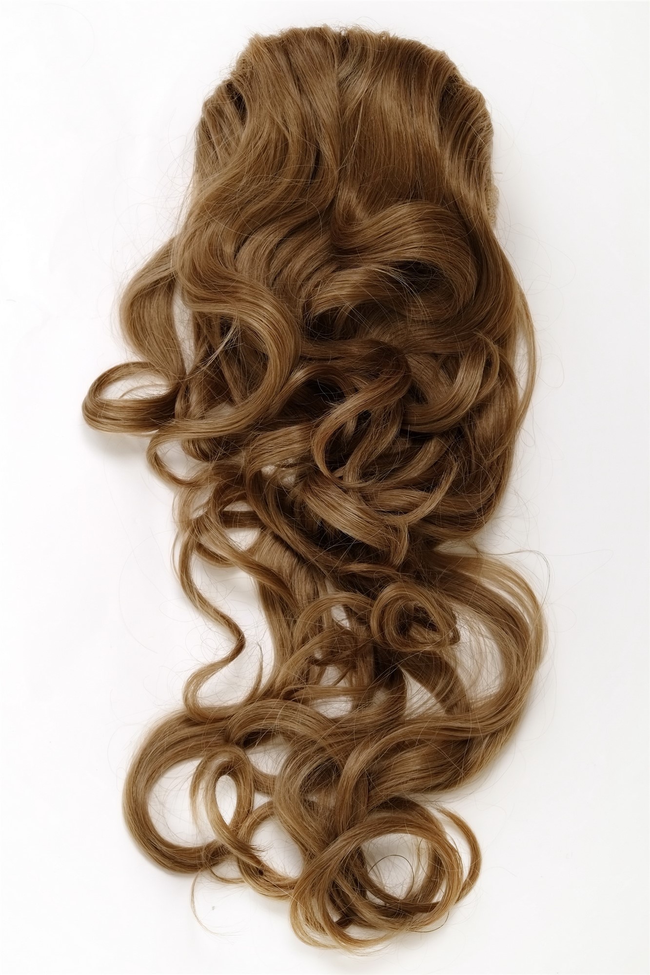 Ponytails, honey blonde, curled, long
