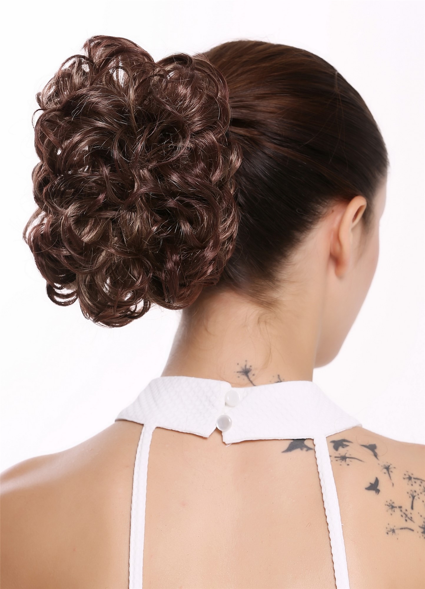Dutt Locken Volumen Zopf kurz Braun Blond Mix Q0147-25T33, Ansicht 3, WIG ME UP: Ihr Perücken Online Shop lockiger Dutt Haarteil Blond-Braun-Mix