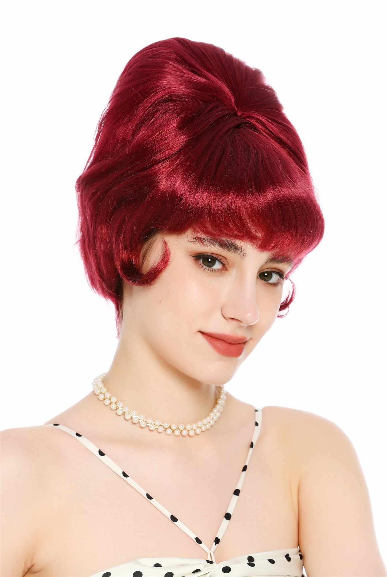 Perücke Damen Retro Vintage 50er 60er Beehive hochtoupiert Violett-Rot DW3436-39
