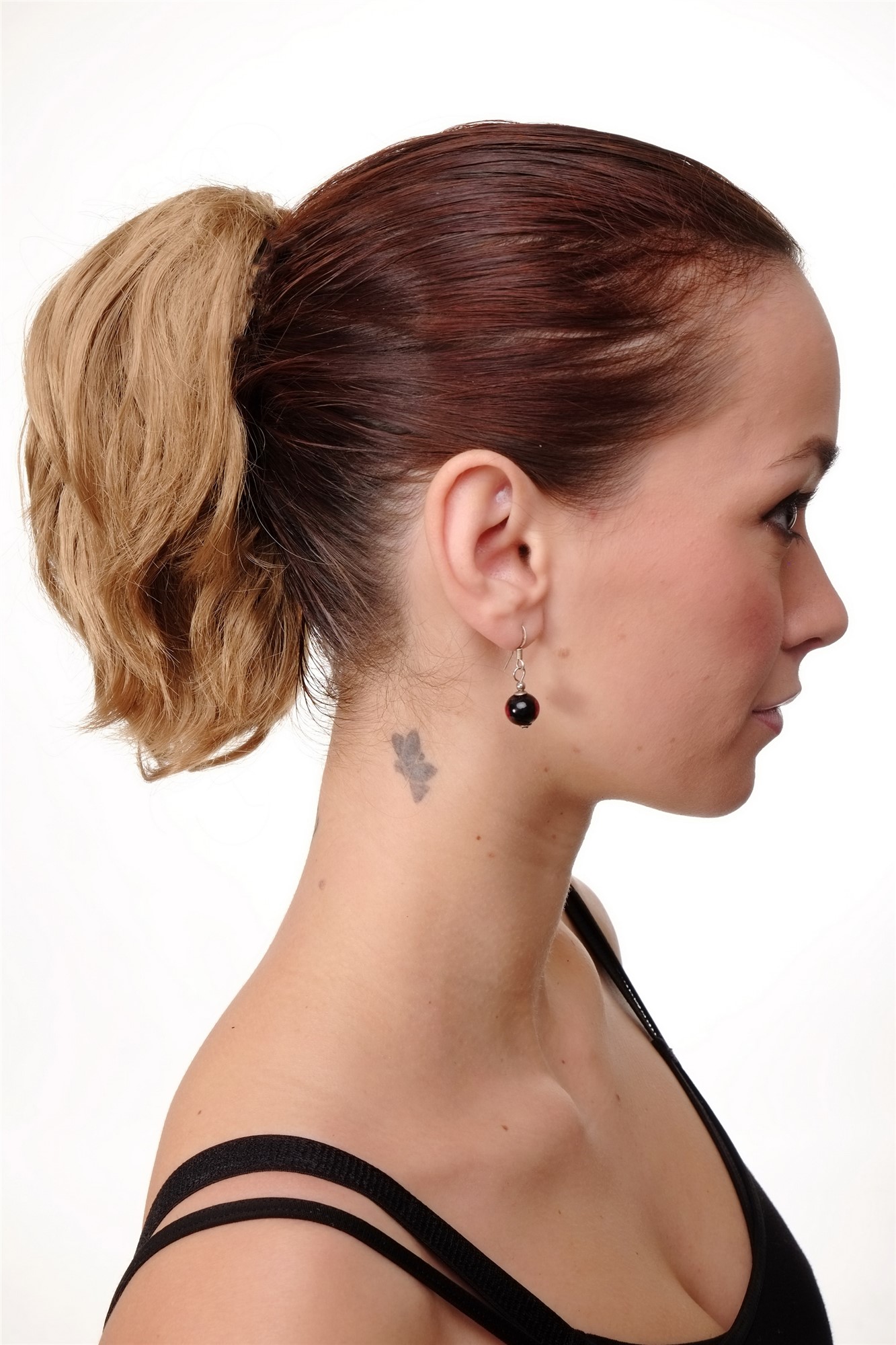 hochwertiges Haarteil Dunkelblond kurz wild Befestigung mit Butterfly-Klammer Modell: T6545, Ansicht 2, WIG ME UP: Ihr Perücken Online Shop glattes Zopf-Haarteil Dunkelblond 20 cm lang