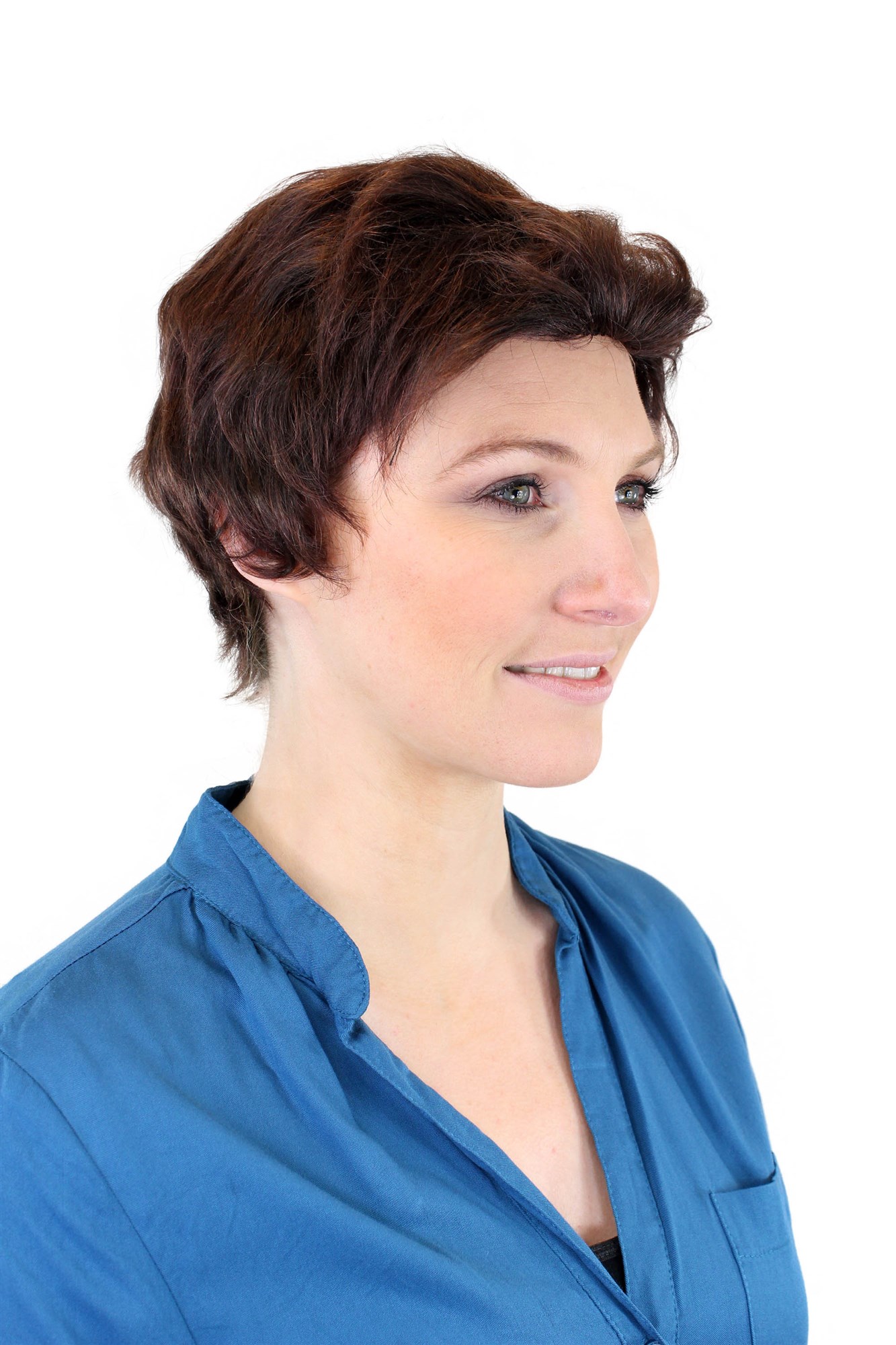 DB205HH-2T33 Lady  Wig 100% Human hair short quiff like parting mahogany brown mix, view 6, WIG ME UP: Your Perücken Online Shop Quality Wigs, Ladies, Brown, wavy, short, 100% Human Hair