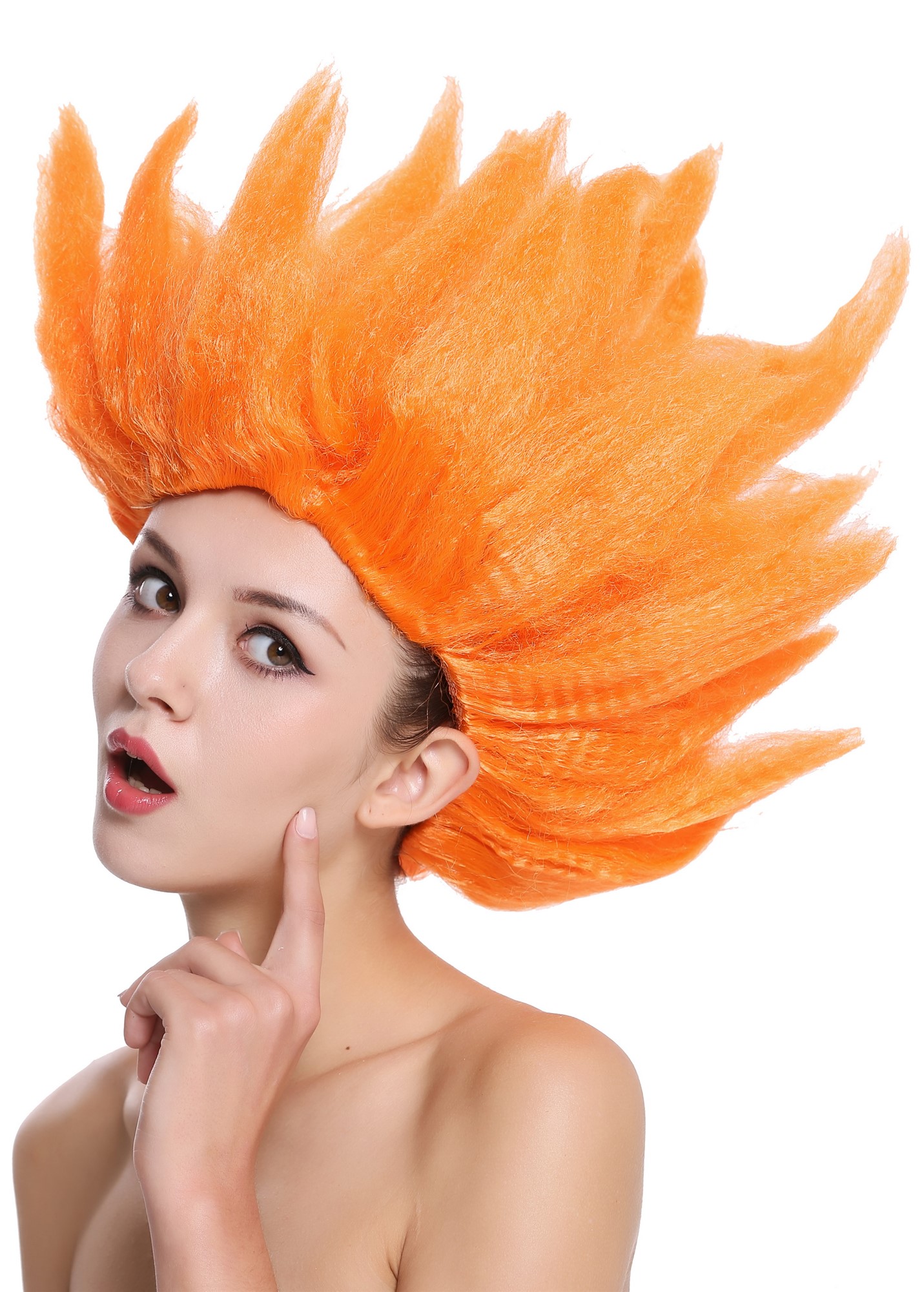 Party Wig, Unisex, Orange, wavy, short