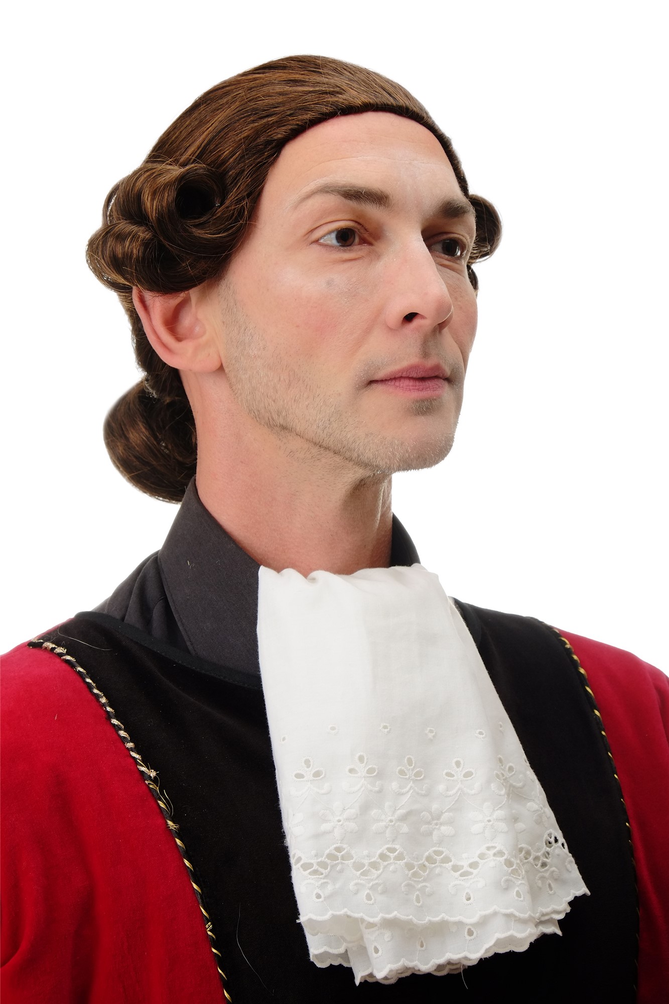 Men Man wig historic baroque lord noble duke king chestnut brown mix F2588, front view, WIG ME UP: Your Perücken Online Shop Quality Wigs, Men, Brown, wavy, short