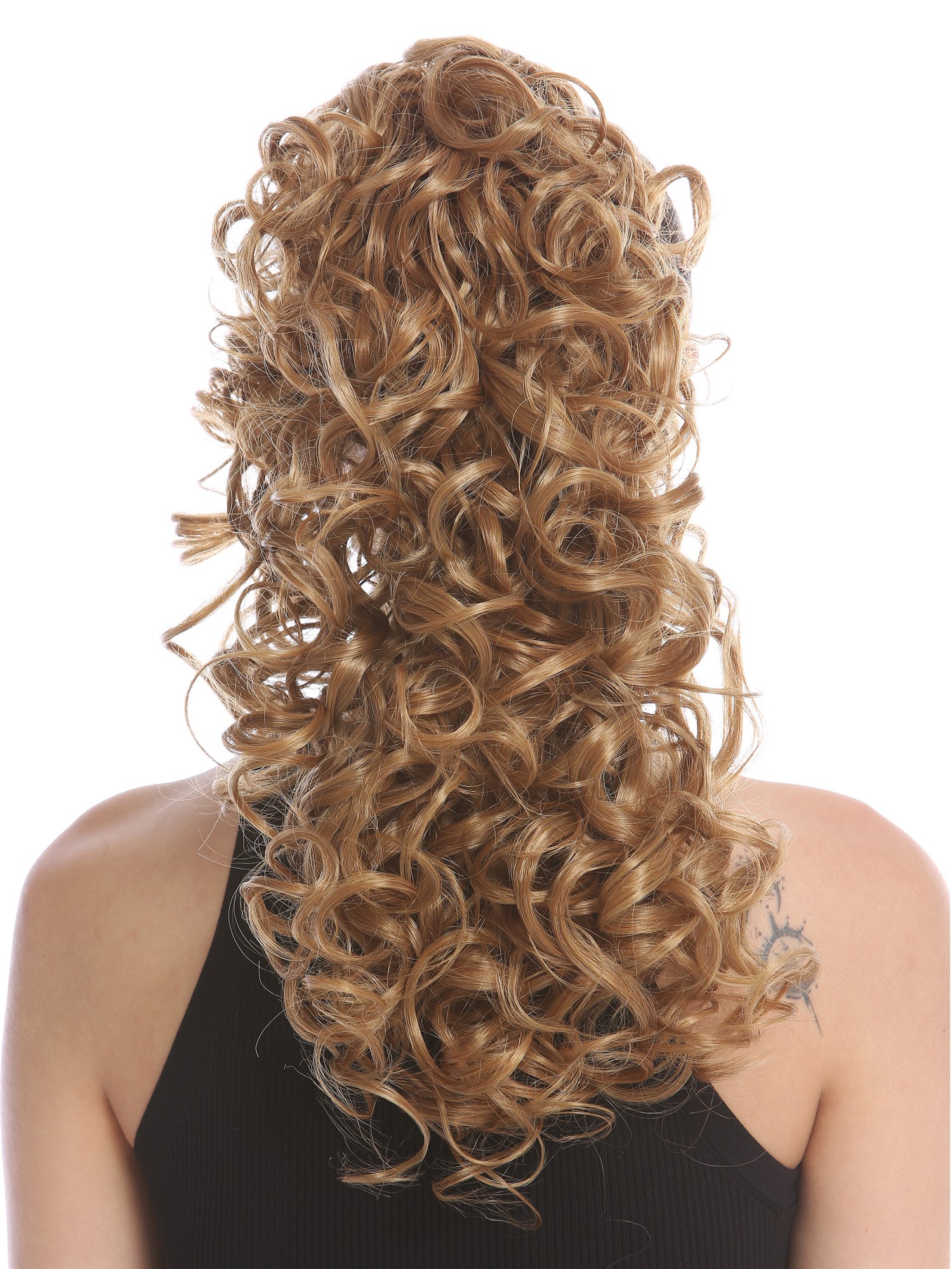 hochwertiger Zopf Pferdeschwanz Locken Lang Honigblond MKB-6A-V-15, Ansicht 2, WIG ME UP: Ihr Perücken Online Shop lockiges Zopf-Haarteil Honigblond 45 cm lang