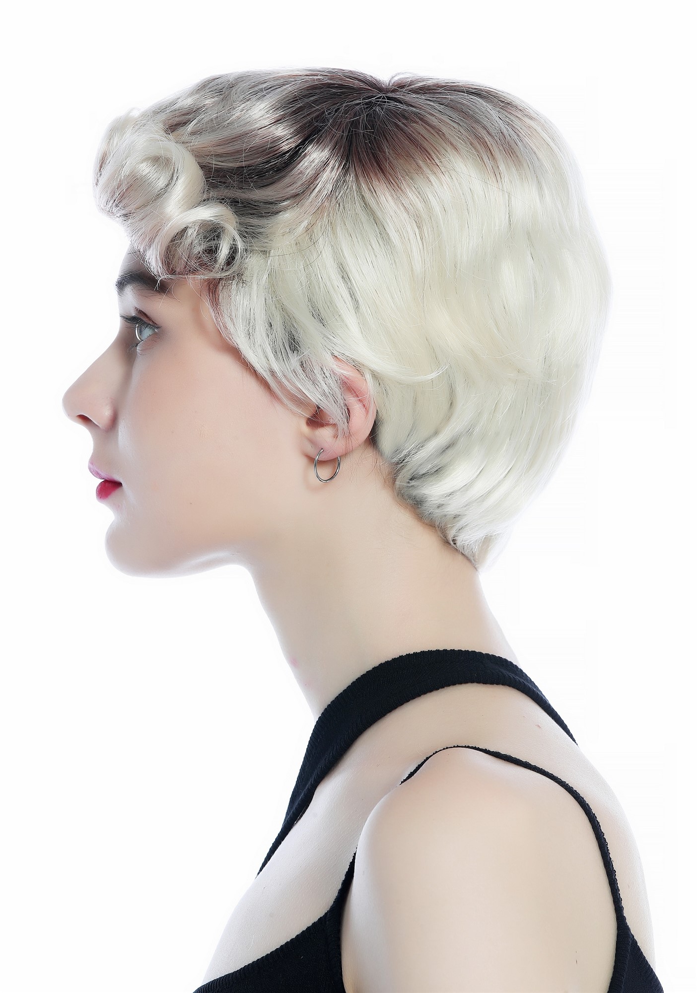 Wig Men Women short straight curled quiff auburn blond platinum mix DW3333, view 4, WIG ME UP: Your Perücken Online Shop Quality Wigs, Unisex, brown-red-violet gradient to platinum blonde, curled, short