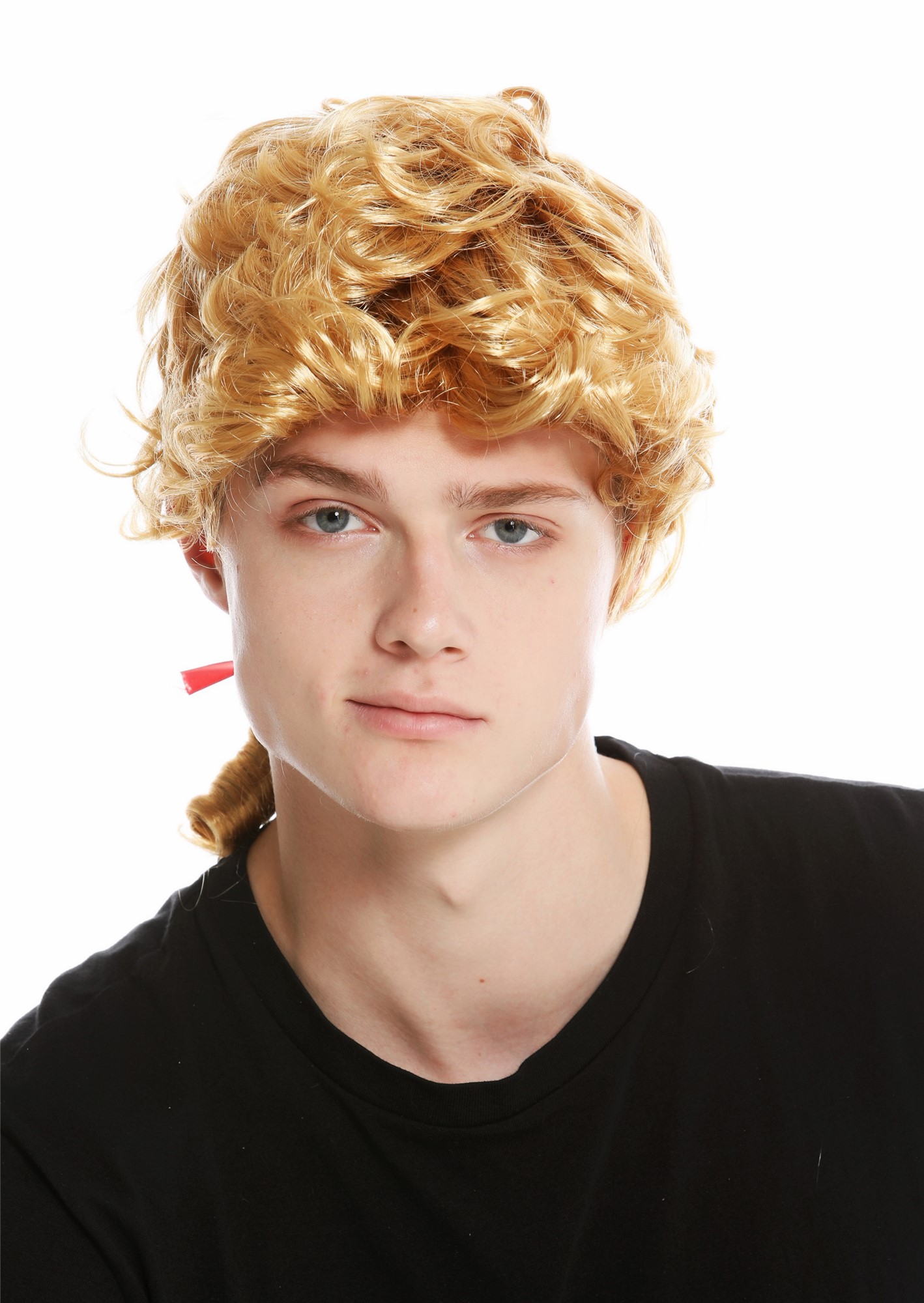 günstige Party Perücke, Perücke Barock Poet Adliger Blond Zopf 7057-P70, Ansicht 2, WIG ME UP: Ihr Perücken Online Shop lockige Party Perücke Goldblond schulterlange Haare für Herren