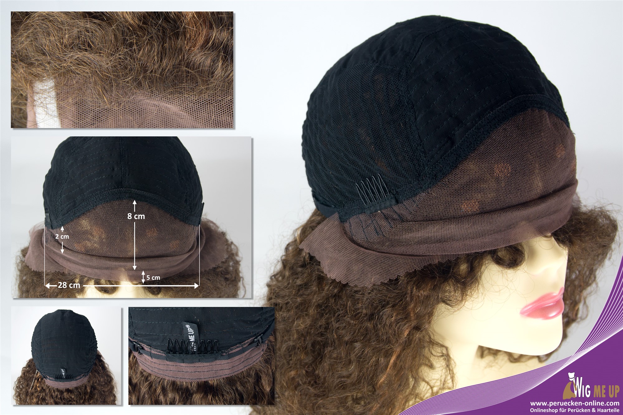 hochwertige Qualitätsperücken, Perücke Echthaar Lace-Front Teil-Mono Locken Volumen Braun Kupferbraun Mix UR-015-HH-MF-4/30, Ansicht 5, WIG ME UP: Ihr Perücken Online Shop lockige Tressen-Perücke mit Front-Lace 100% Echthaar Dunkelbraun-Kupferbraun-Mix schulterlange Haare für Damen