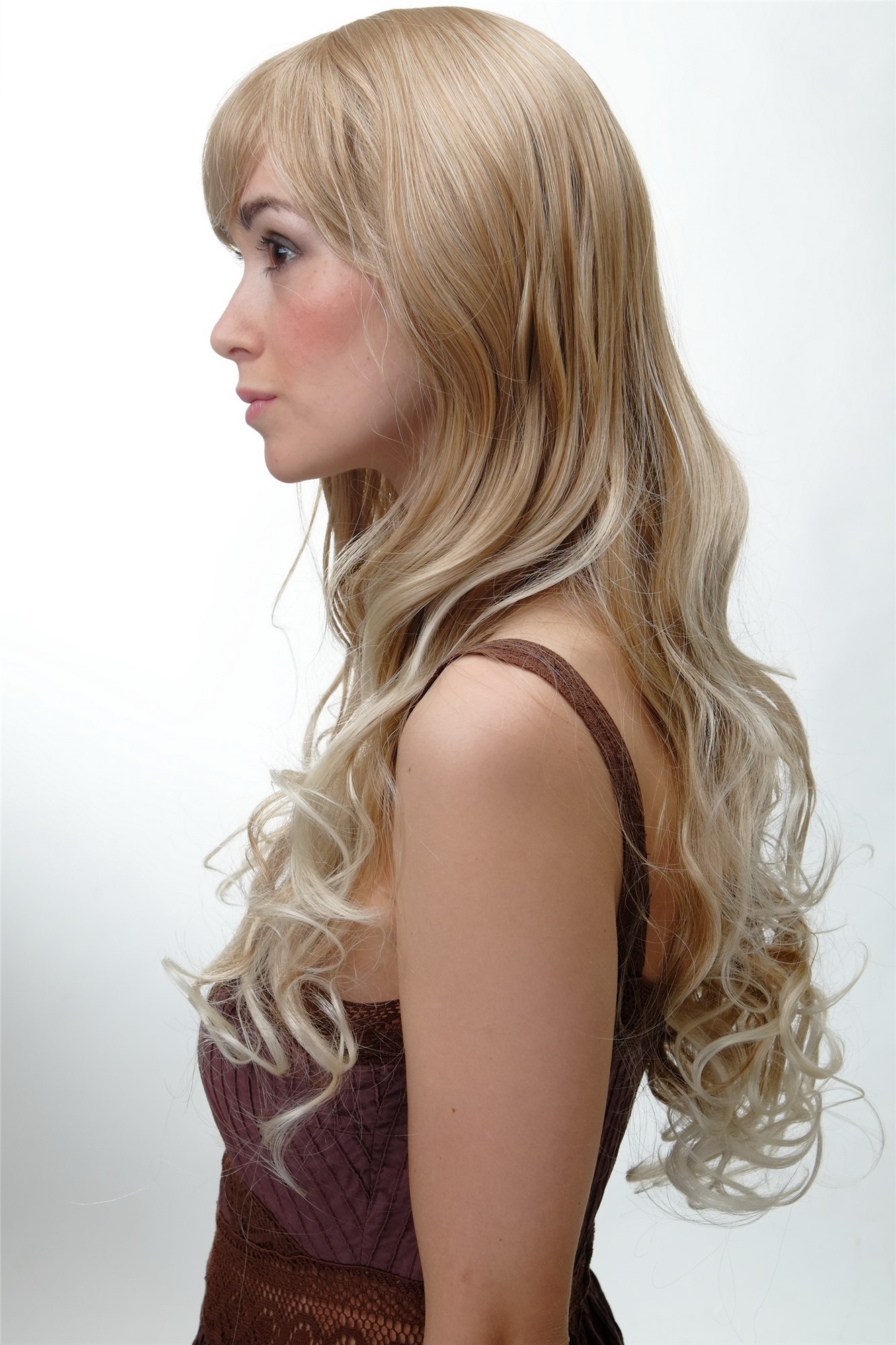 hochwertige Qualitätsperücken, Damen Perücke sehr lang lockig Erdbeerblond-Platinblond-Mix 3224-27T613, Ansicht 3, WIG ME UP: Ihr Perücken Online Shop lockige Tressen-Perücke mit Kopfhaut-Imitat Erdbeerblond-Platinblond-Mix lange Haare für Damen